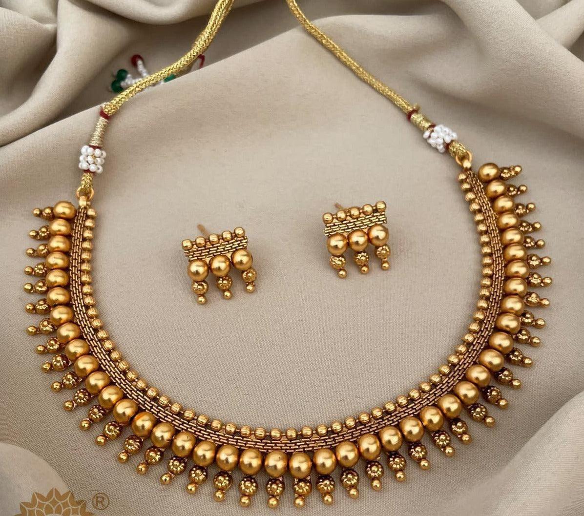 Gold Finish Traditional Golden balls Short Necklace set