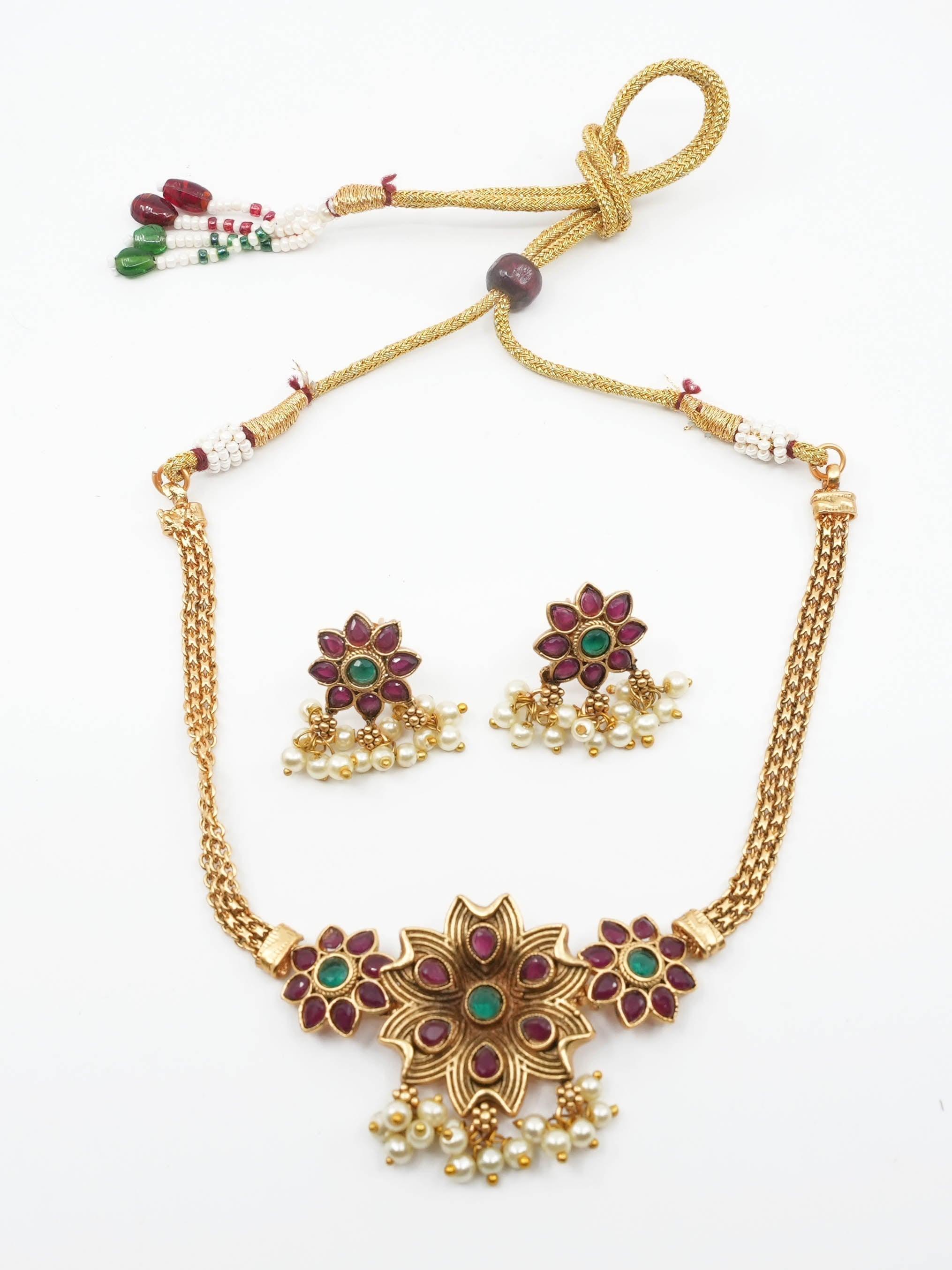 Gold Finish choker necklace set - Griiham