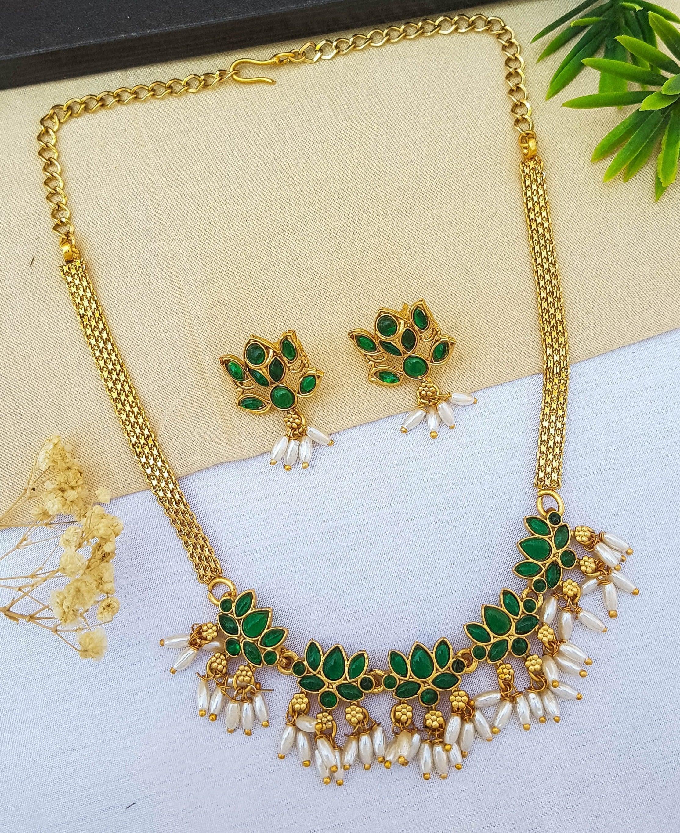 Gold Plated AD Necklace Set - Griiham