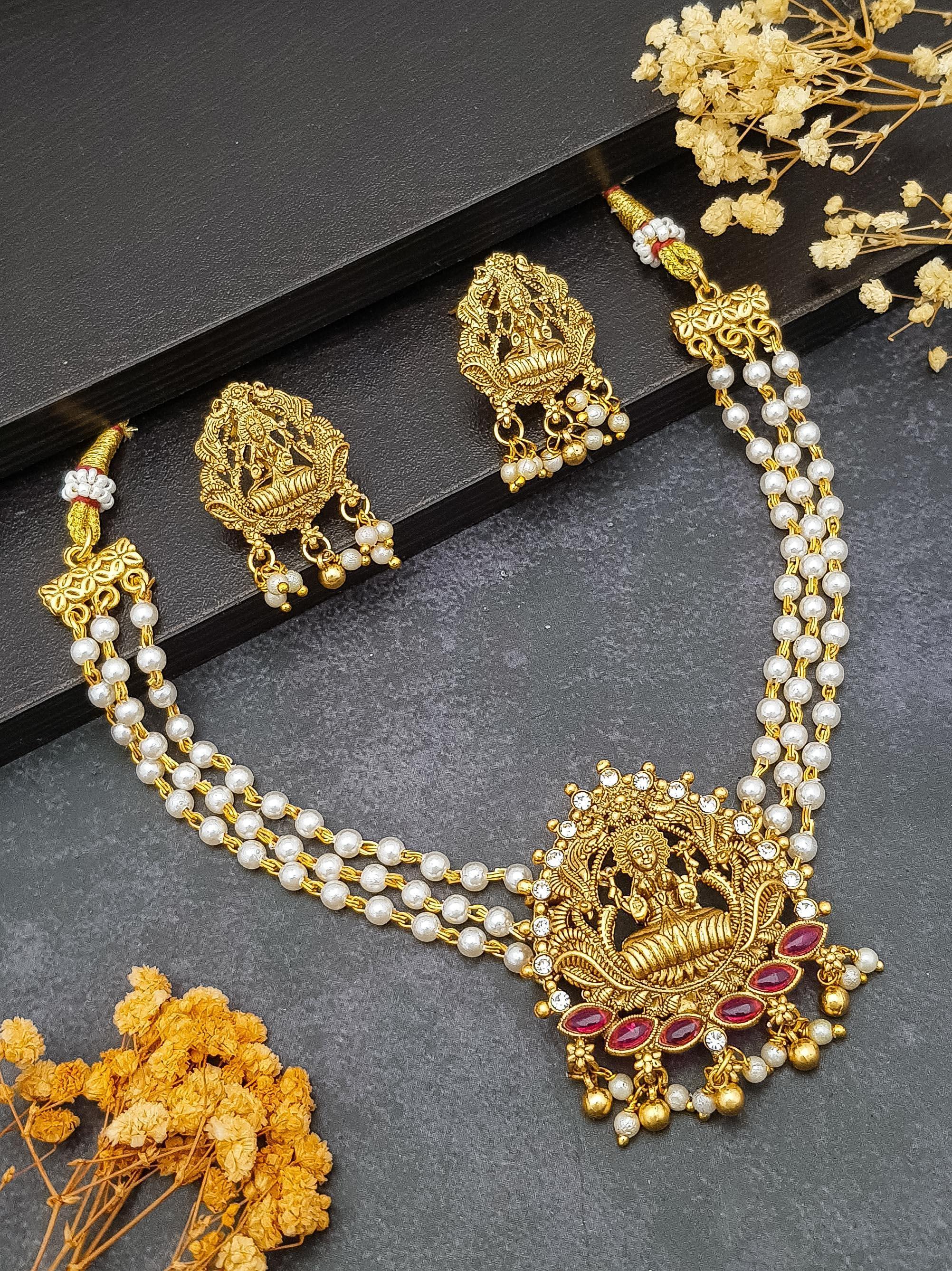 Gold Plated AD Necklace Set - Griiham