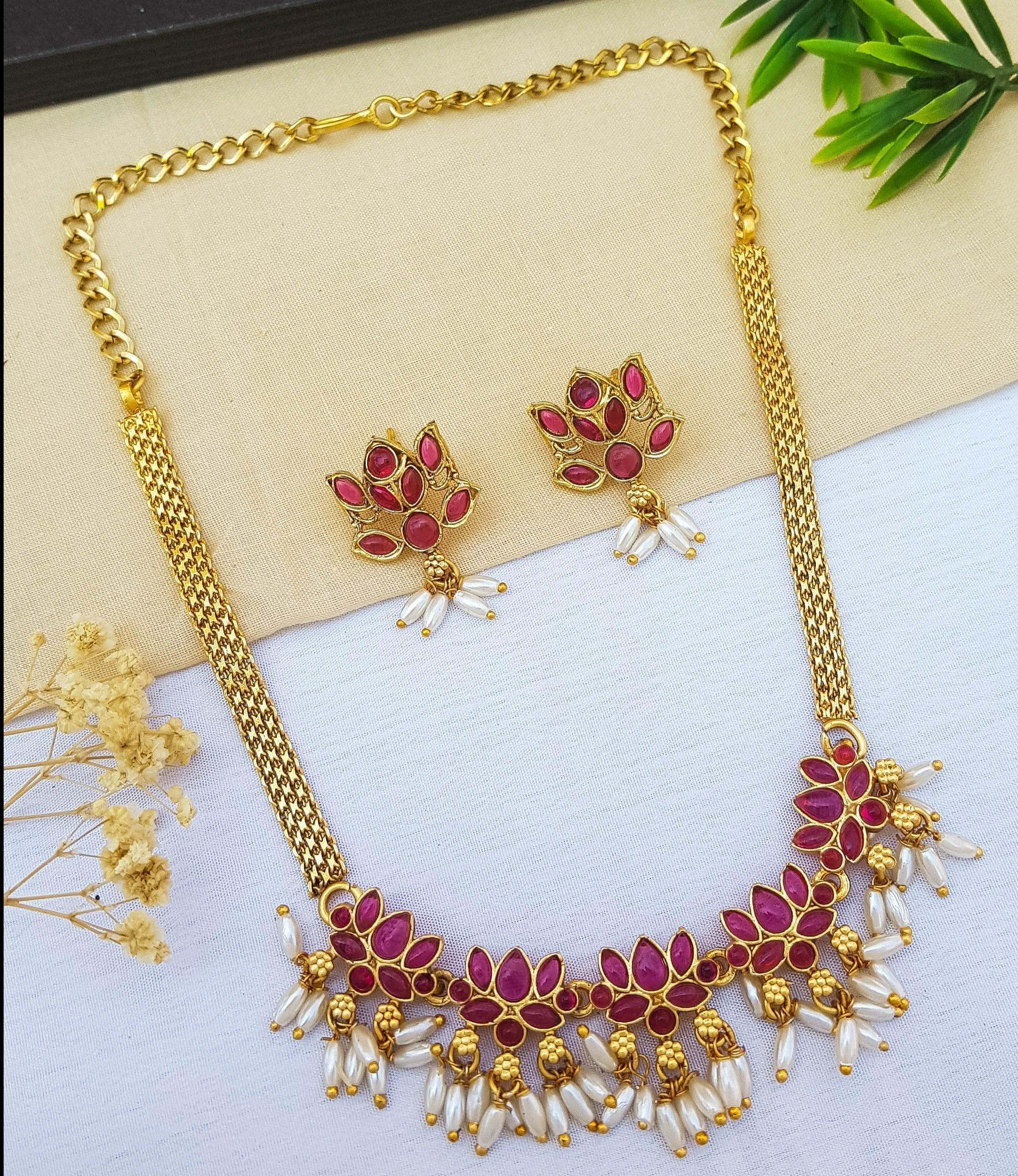 Gold Plated AD Necklace Set