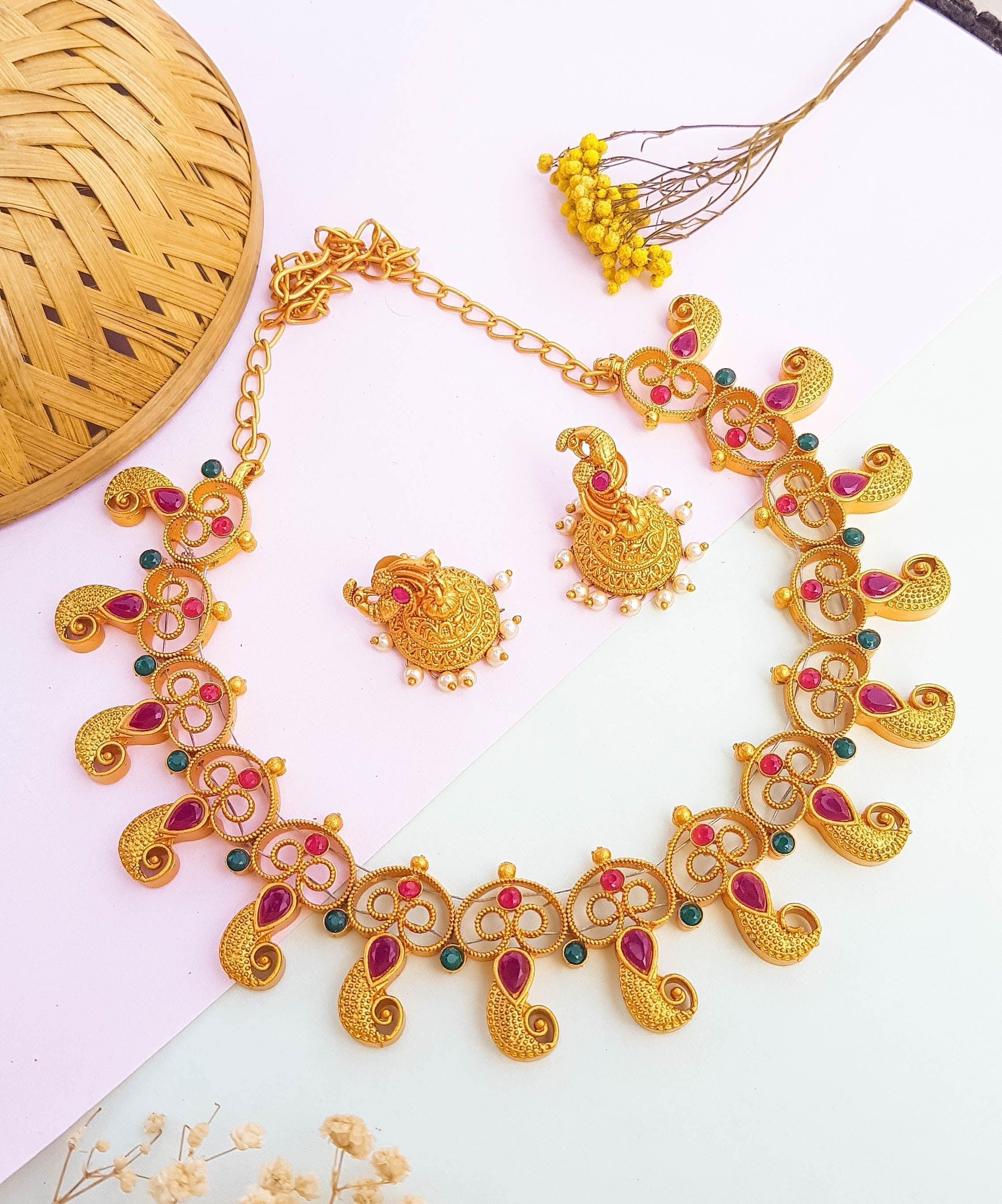 Gold Plated AD Necklace Set