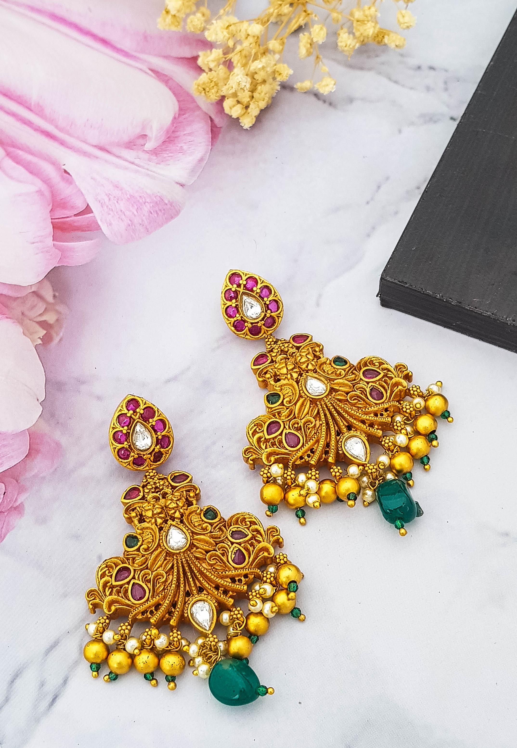 Gold Plated AD Stone Jhumka earrings