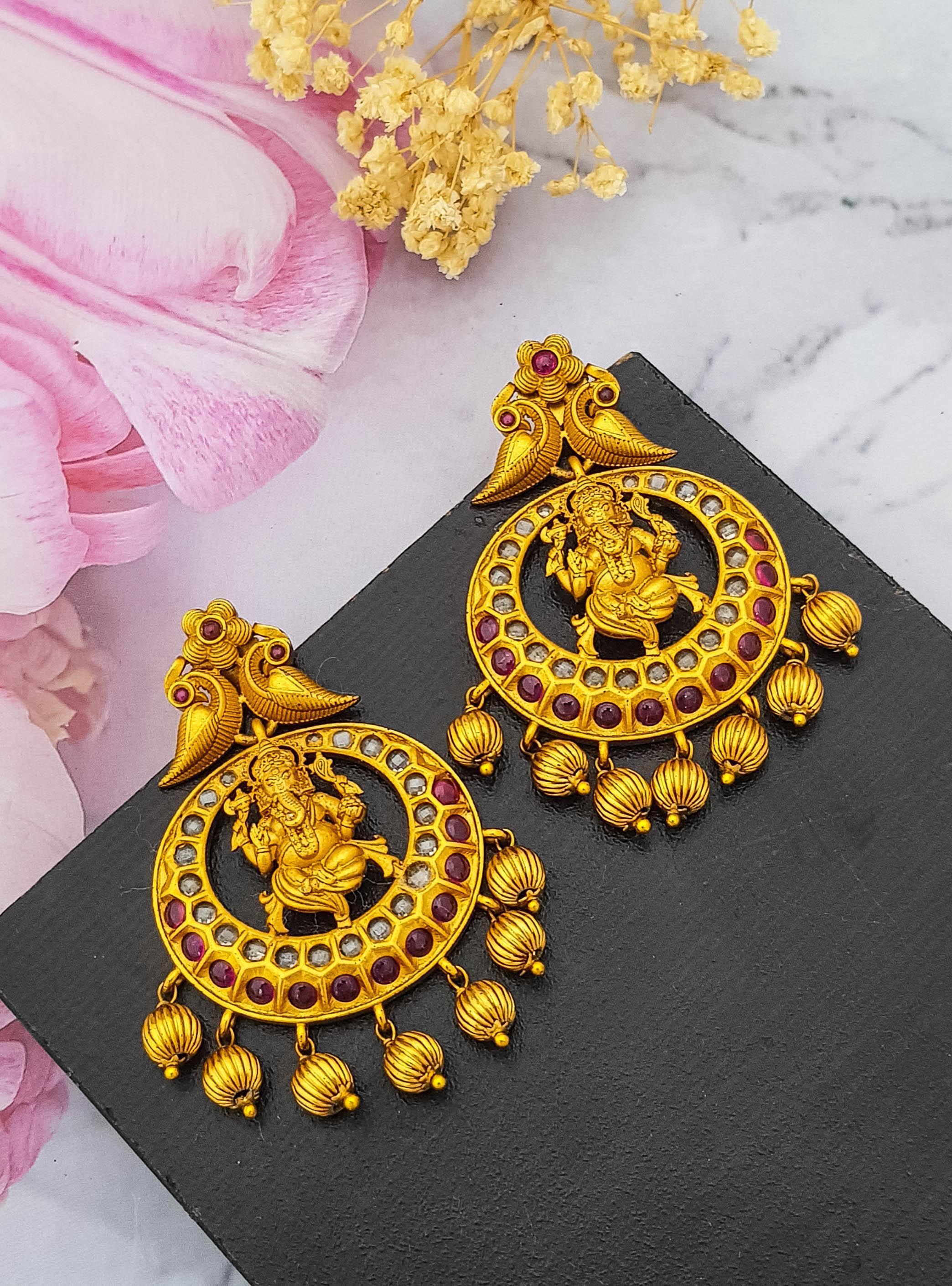 Gold Plated AD Stone Jhumka earrings