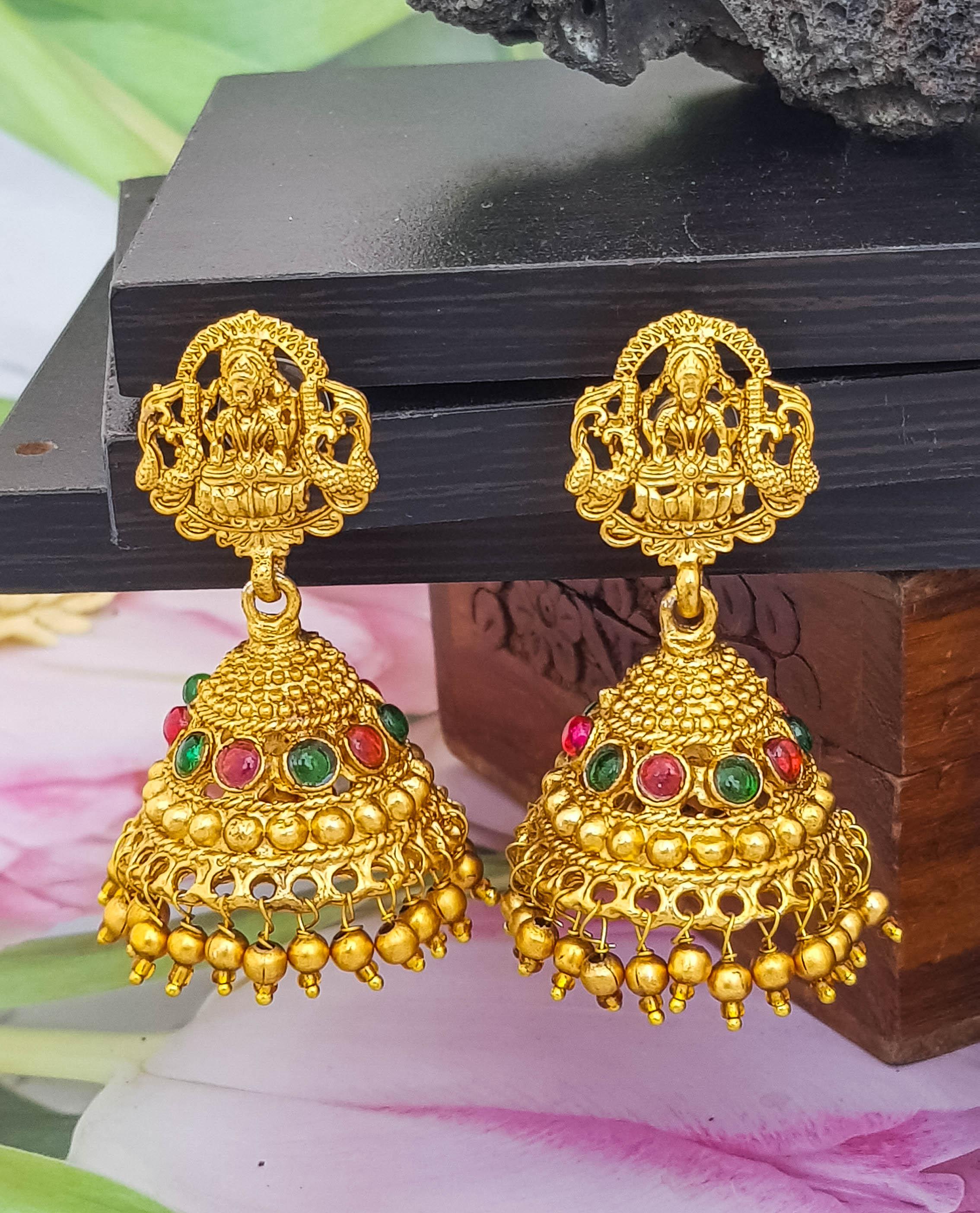Gold Plated AD Stone Jhumka earrings
