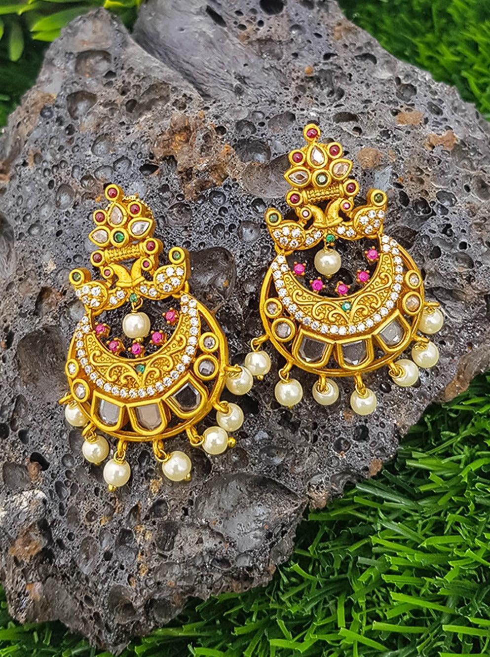 Gold Plated AD Studded Jhumka Earrings