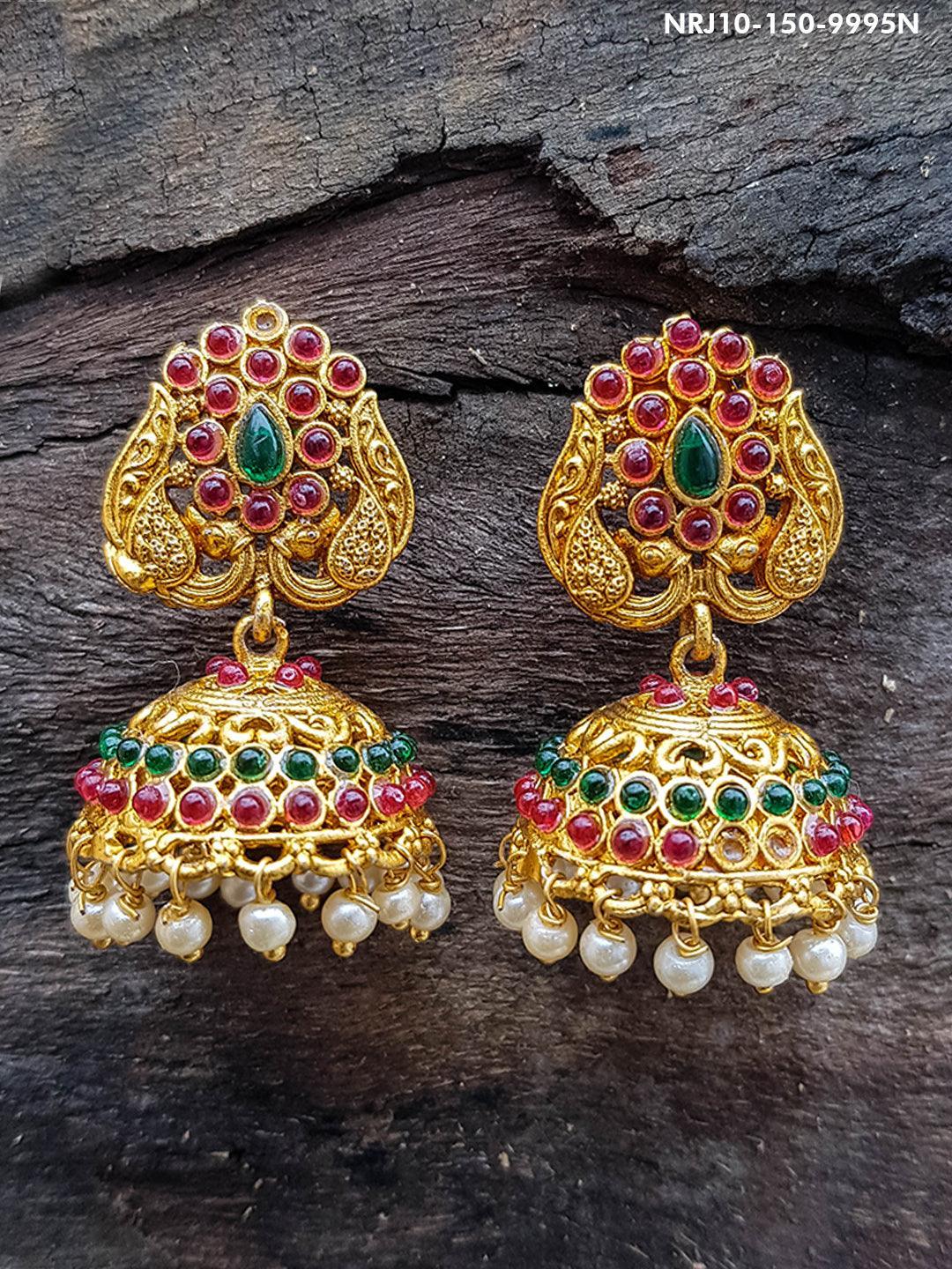 Gold Plated AD Studded earrings / Jumki 9995N - Griiham