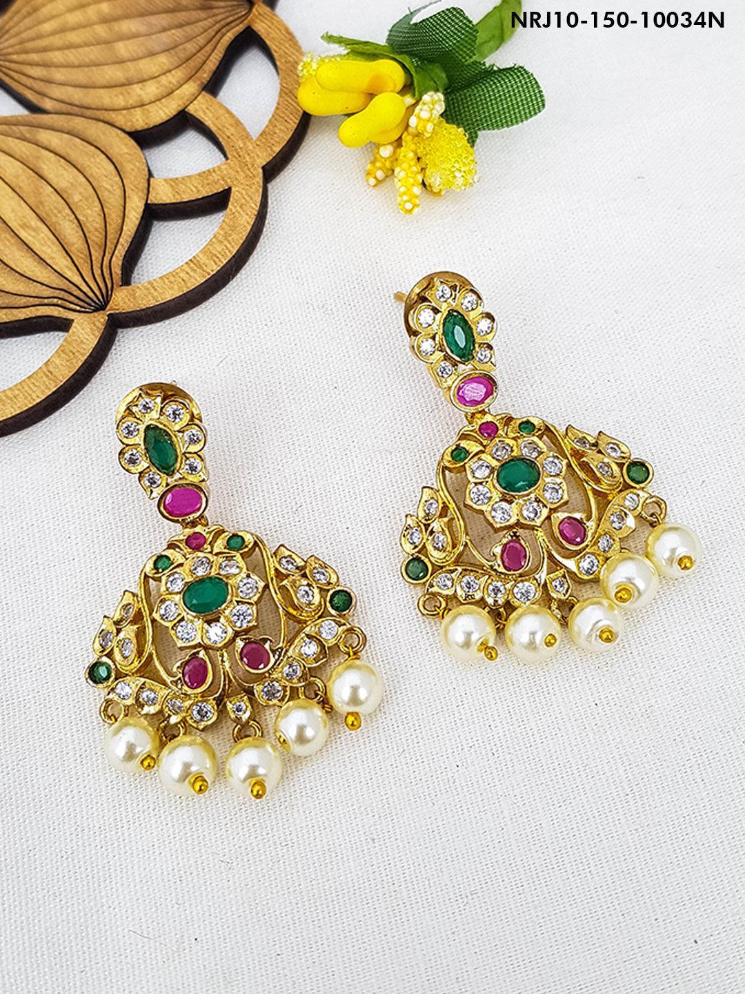 Gold Plated AD Studded earrings / Jumkis 10034N - Griiham