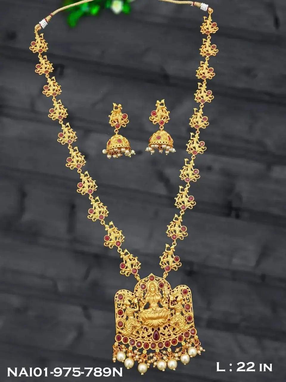 Gold Plated Best Seller Lakshmi Long Necklace SetNecklace set