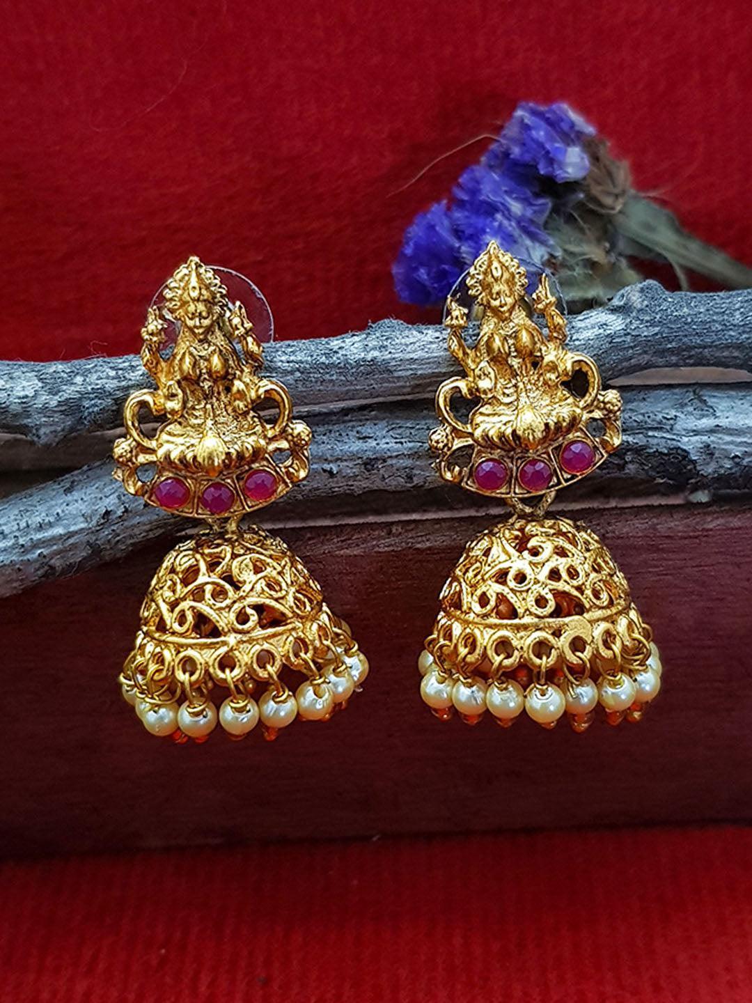 Gold Plated Bestseller Classic Laxmi Jhumki / Earrings 8017N-Jhumkas & Earrings-Griiham-Griiham