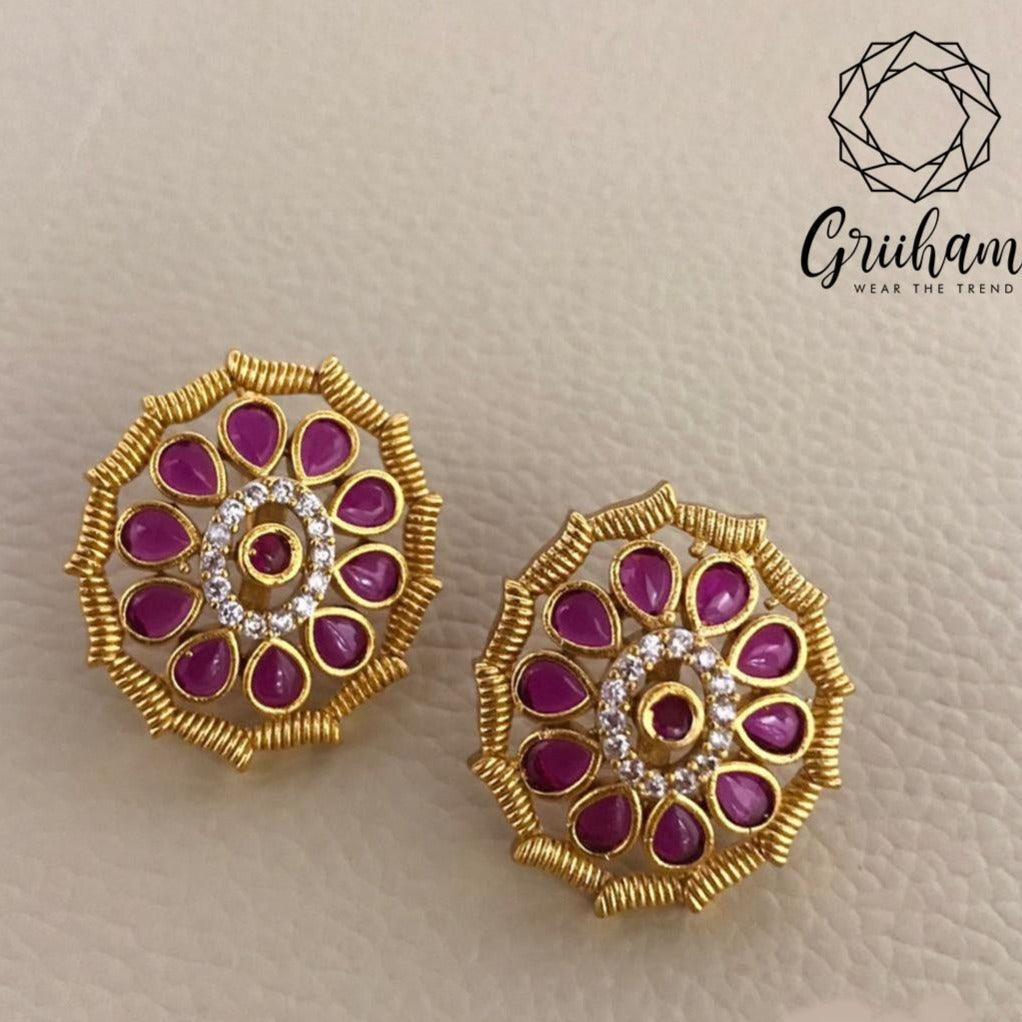 Gold Plated CZ Jhumki earrings - Griiham