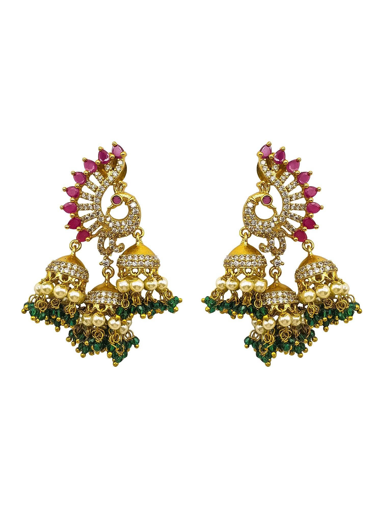Gold Plated CZ Jhumki earrings - Griiham