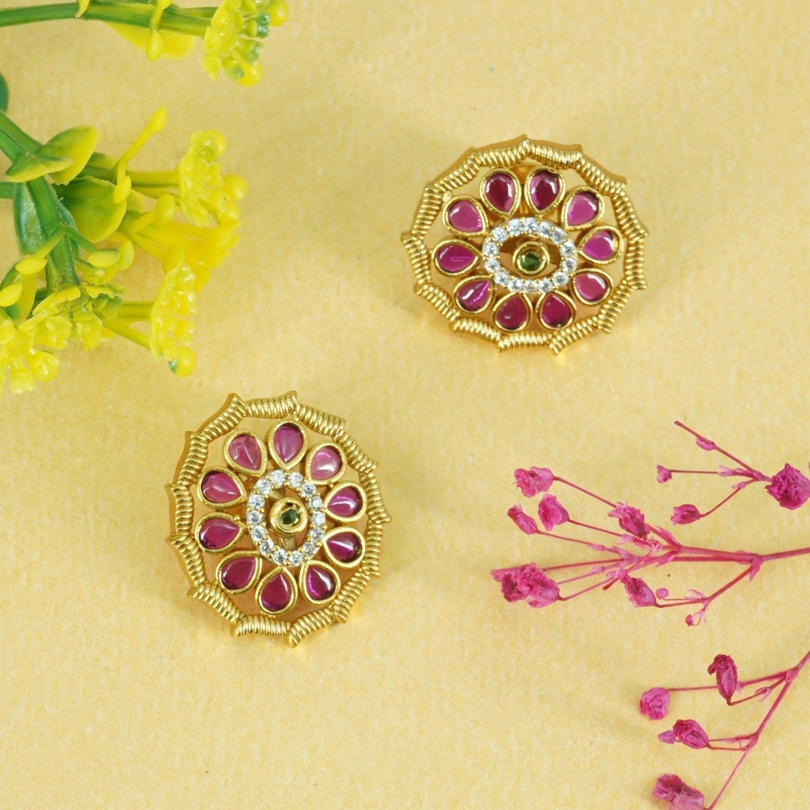 Gold Plated CZ Jhumki earrings