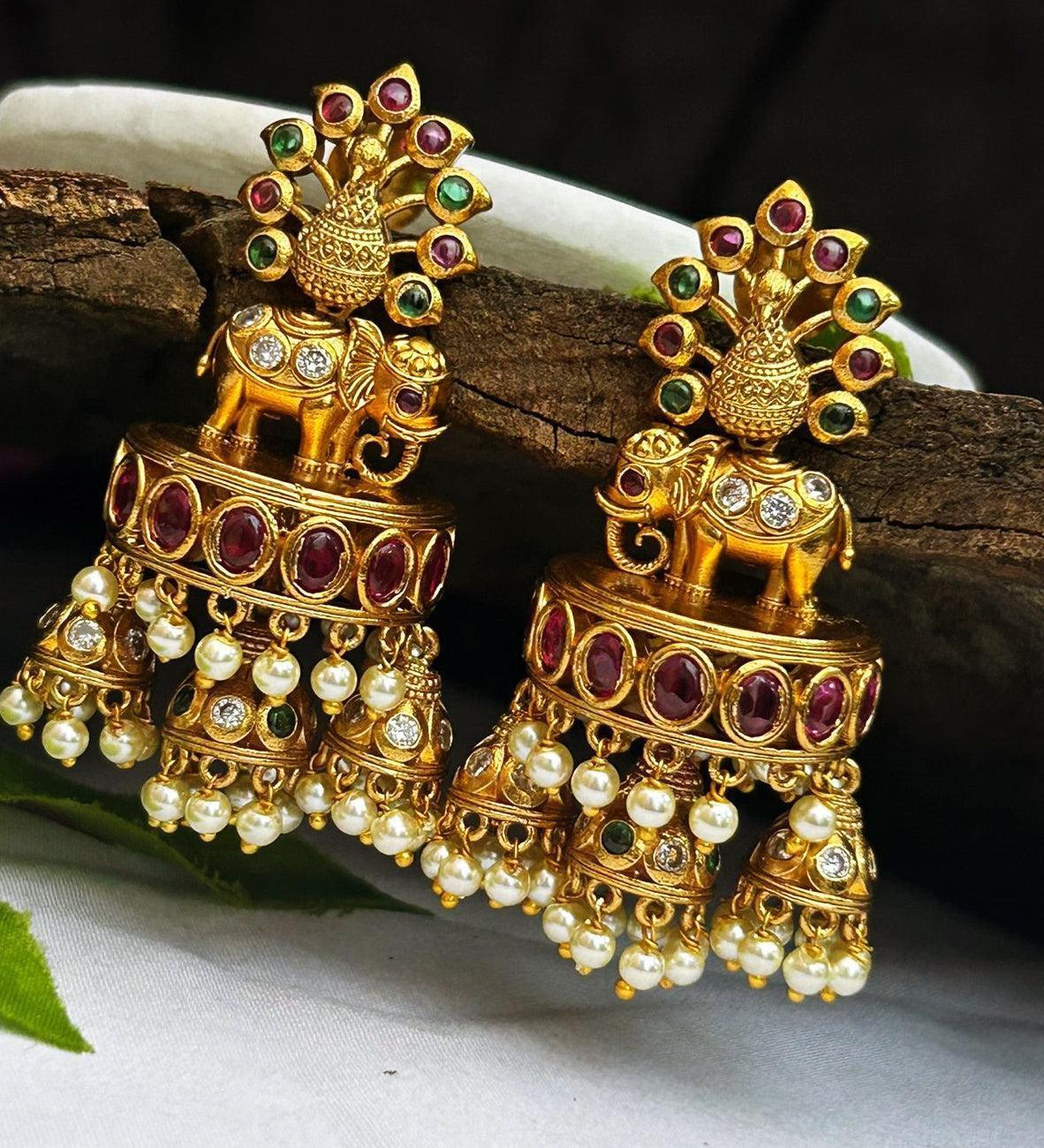 Gold Plated CZ Jhumki earrings