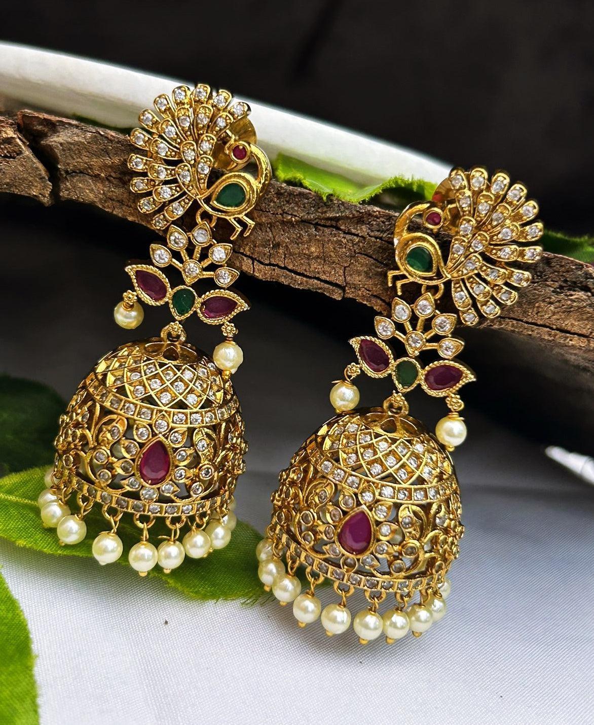 Gold Plated CZ Jhumki earrings