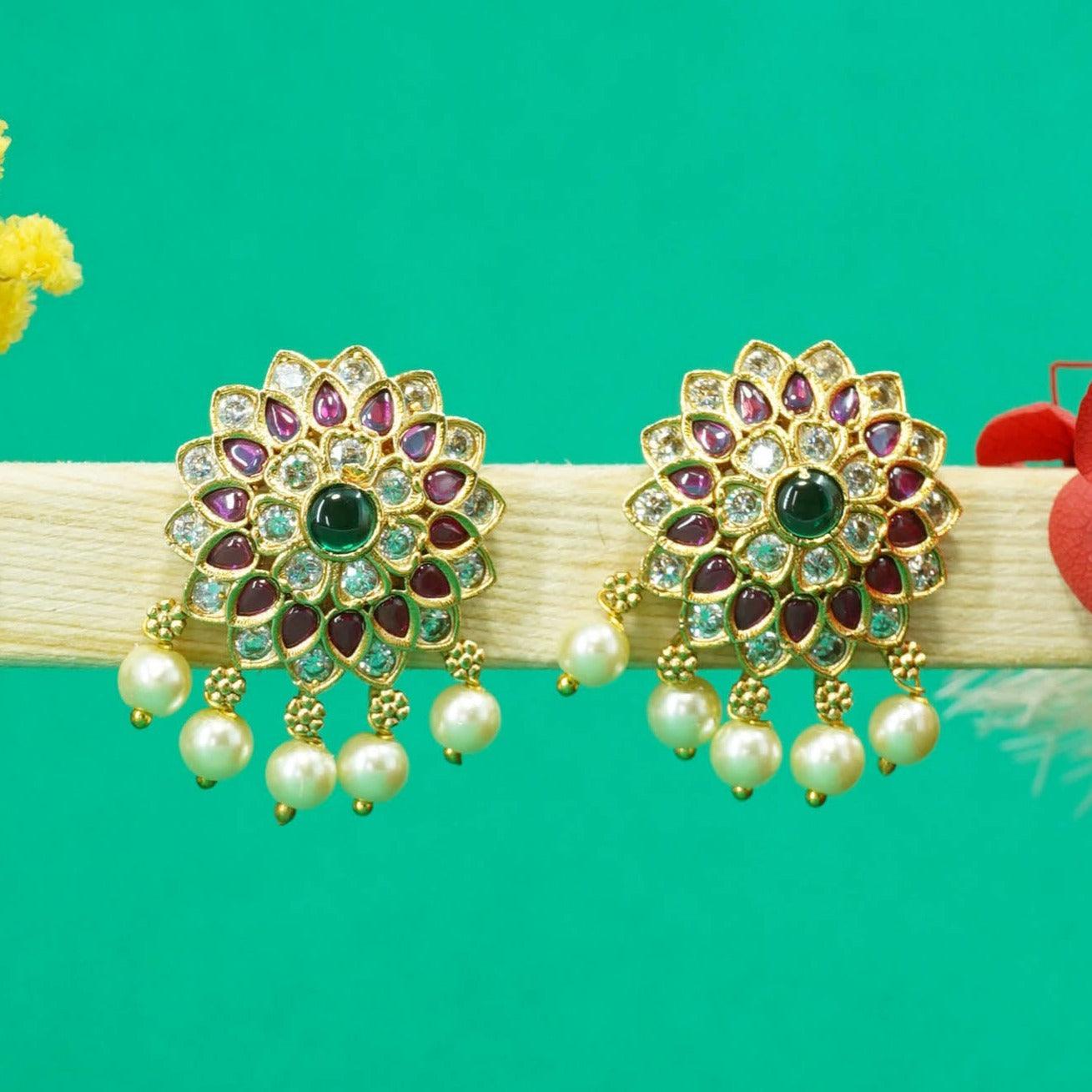 Gold Plated CZ Jhumki earrings