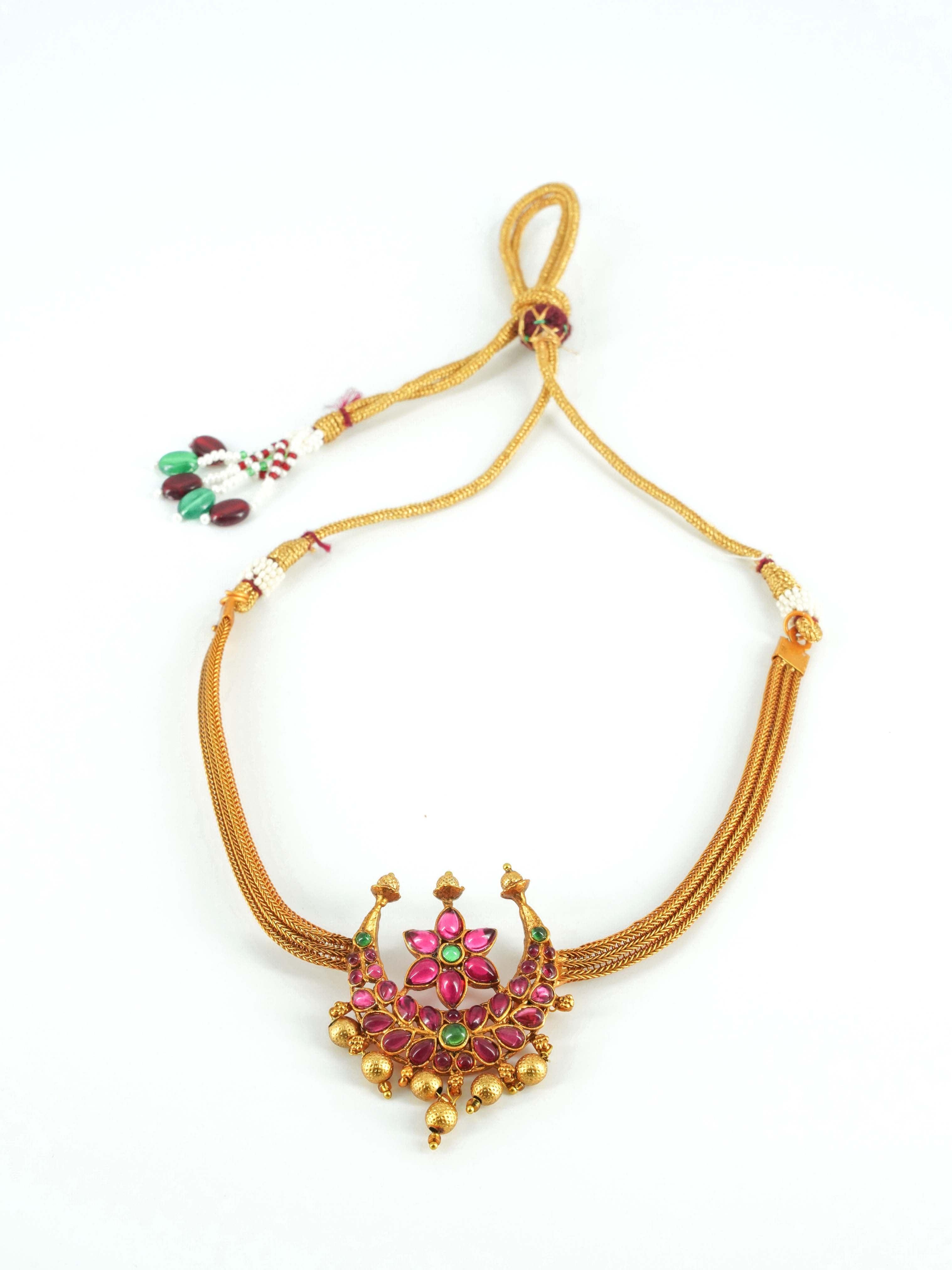 Gold Plated Chandbali design Cute Choker Set 9299N - Griiham