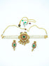 Gold Plated Choker Necklace Set with pearls and Multi colour stones 12364N - Griiham