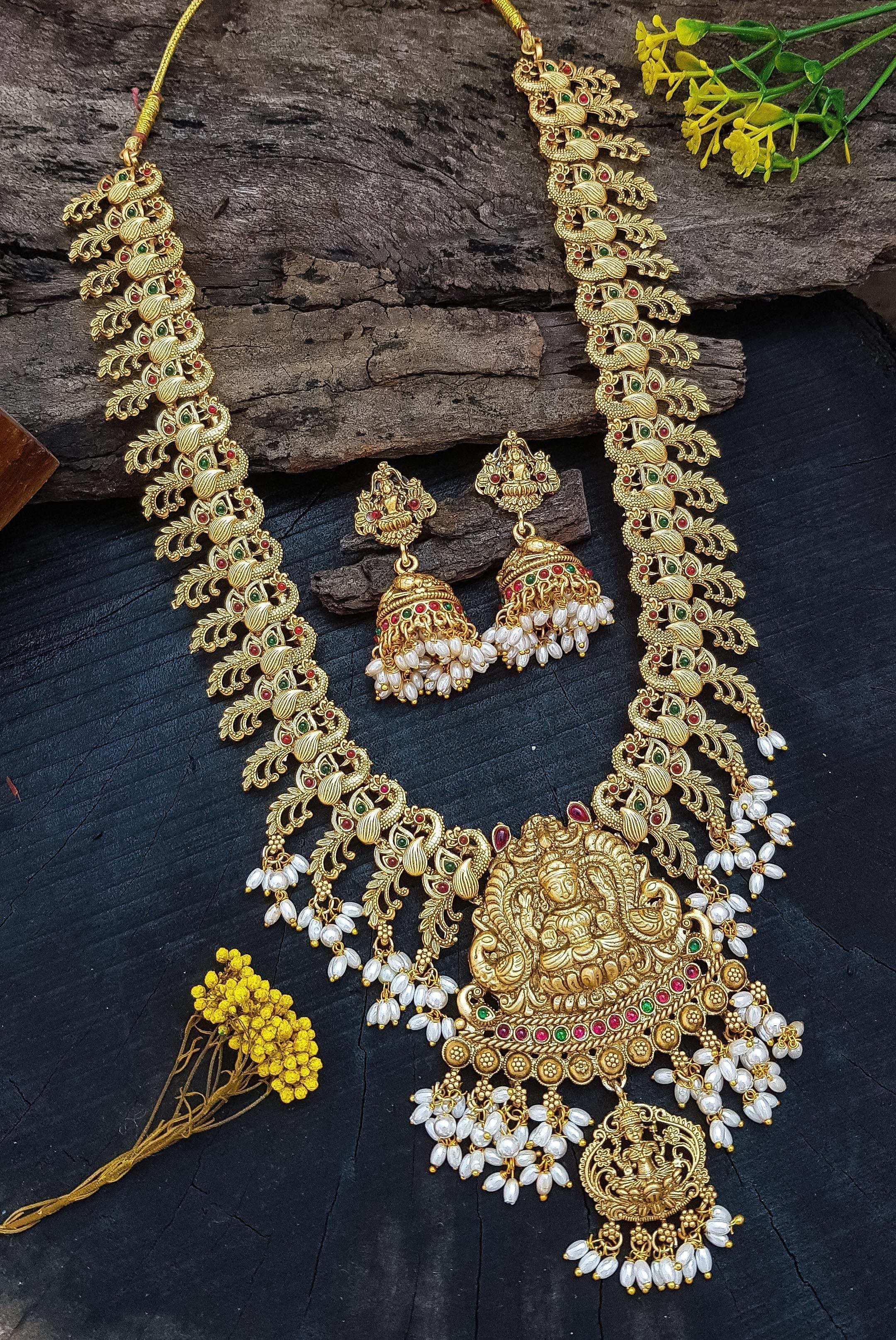 Gold Plated Classic Bridal Long Necklace Set Haram