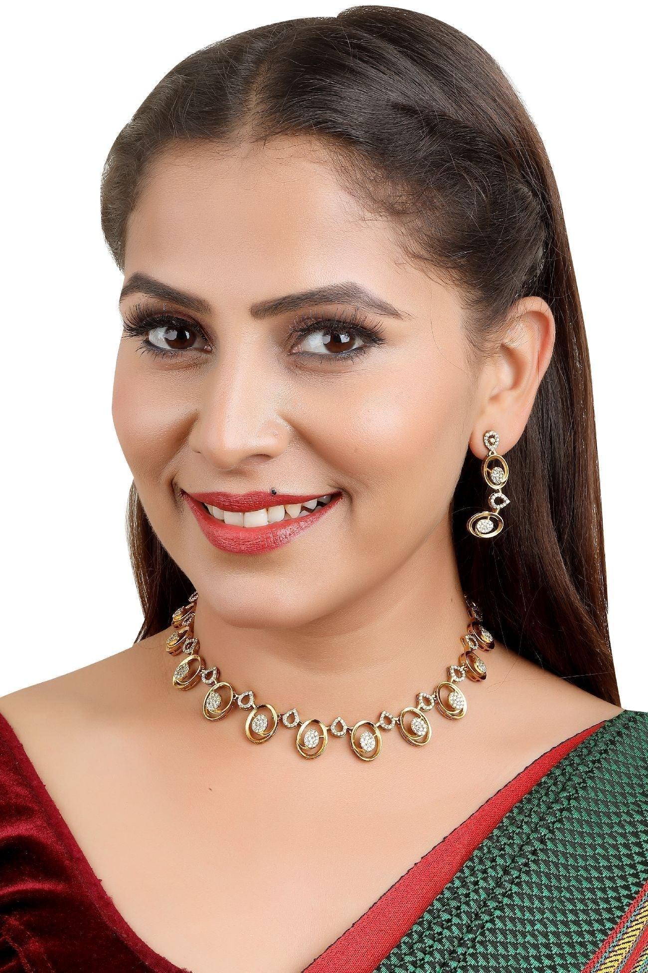 Gold Plated Cute CZ Necklace Set - Griiham