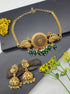 Gold Plated Cute Half Choker Necklace Set with AD Stones