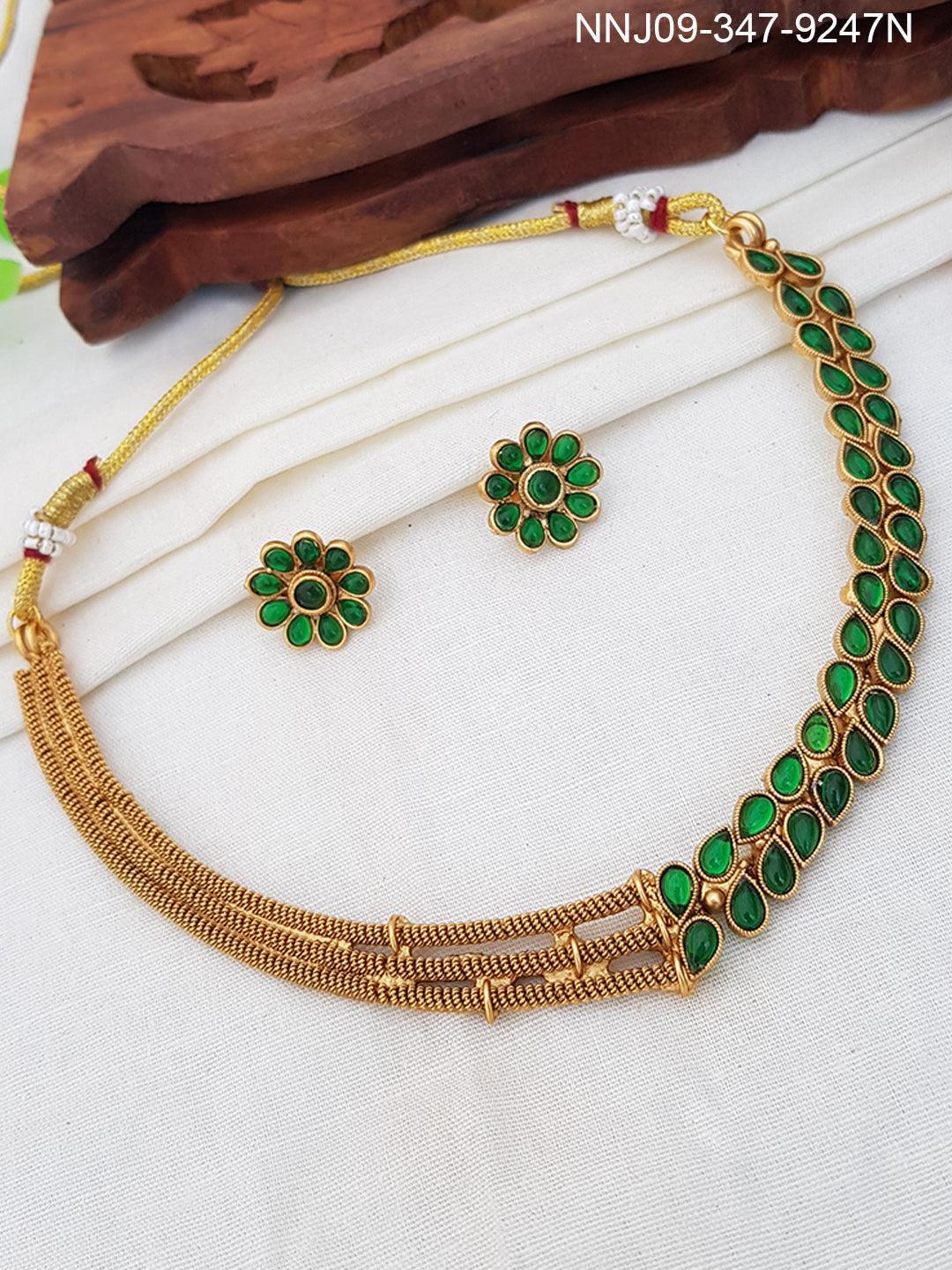 Gold Plated Designer Necklace Set with diff Colours 9246N - Griiham