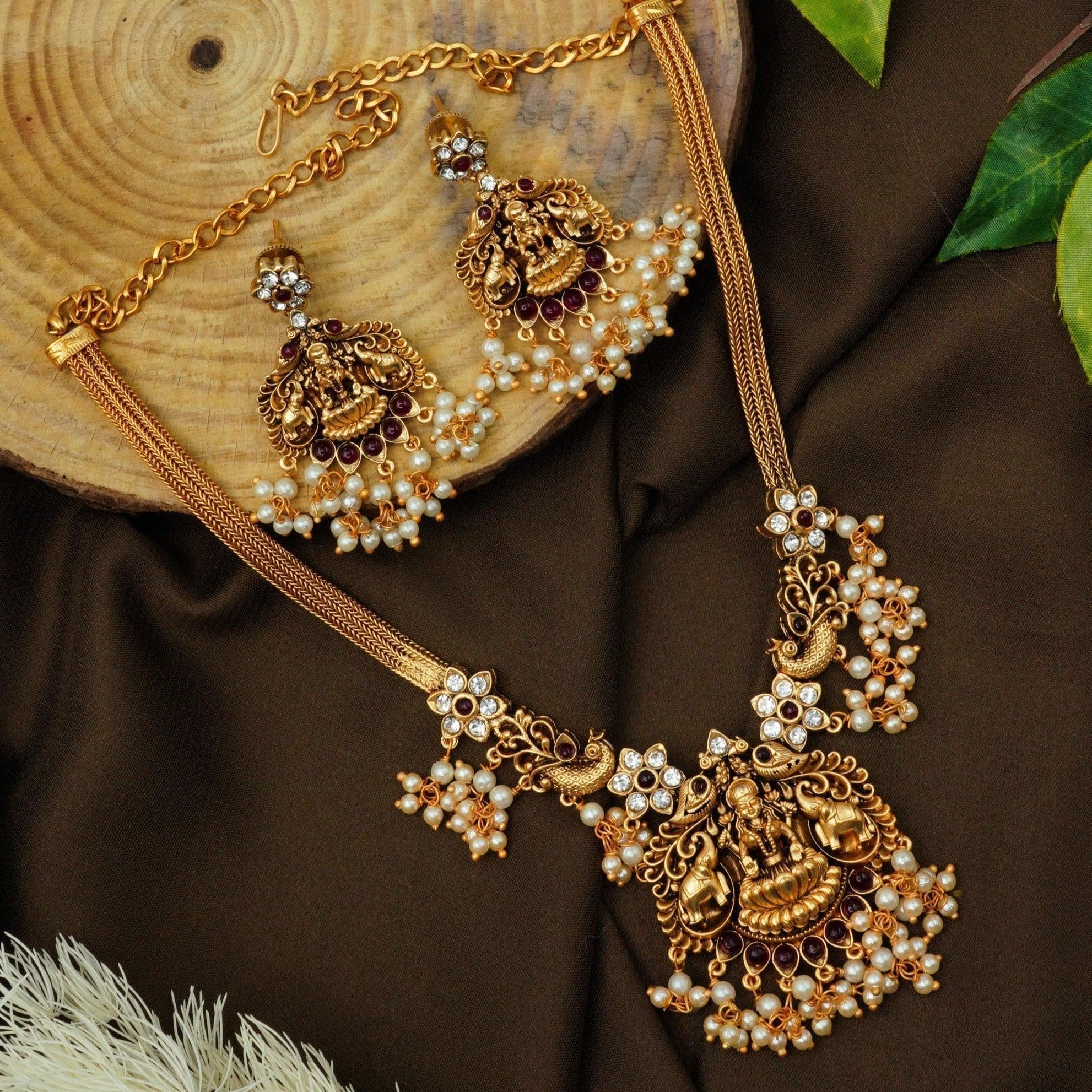 Gold Plated Designer Necklace Set with diff - Griiham