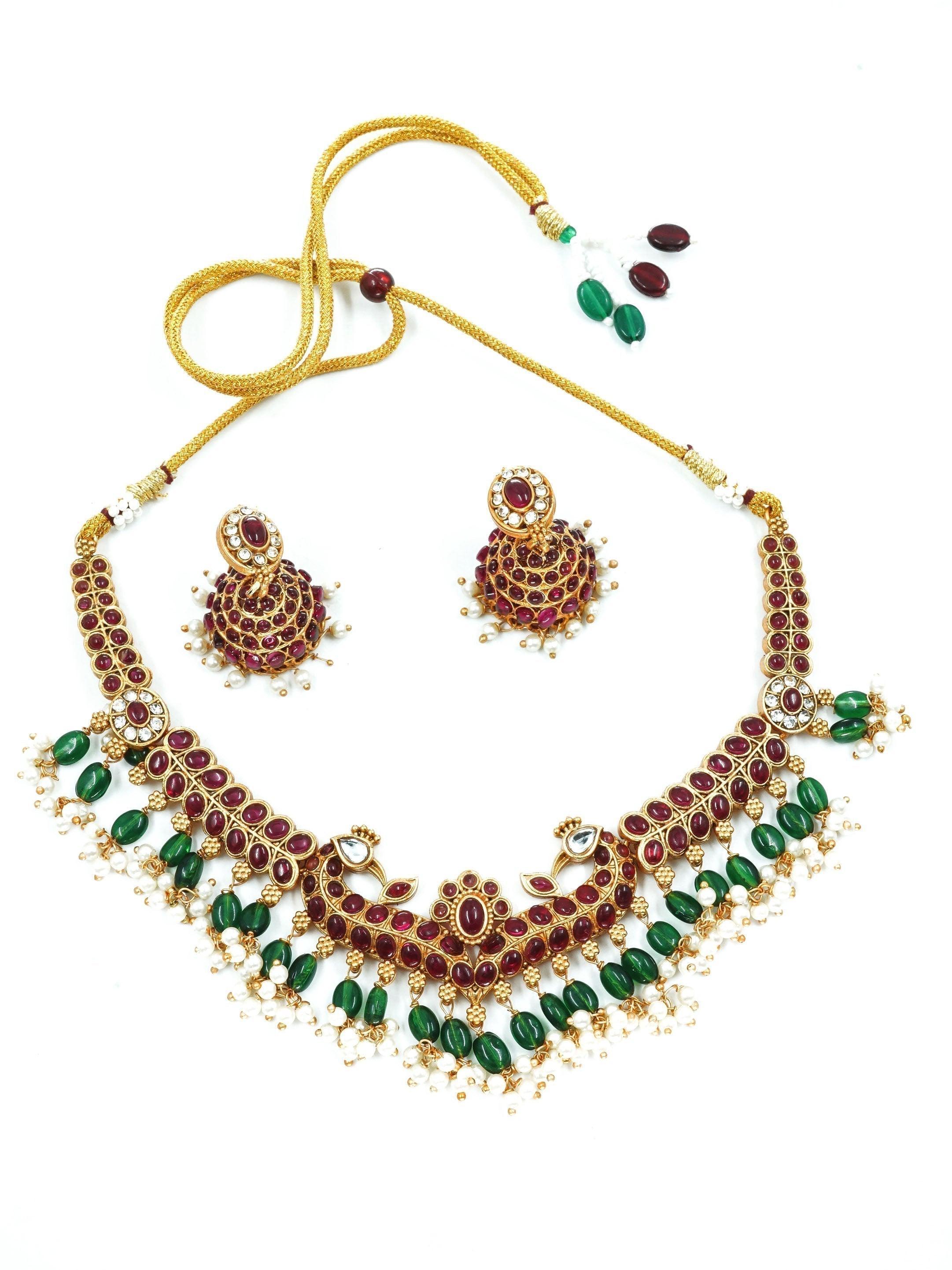 Gold Plated Designer Necklace set in different colours - Griiham