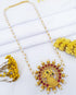 Gold Plated Designer Pendant Set with pearl mala