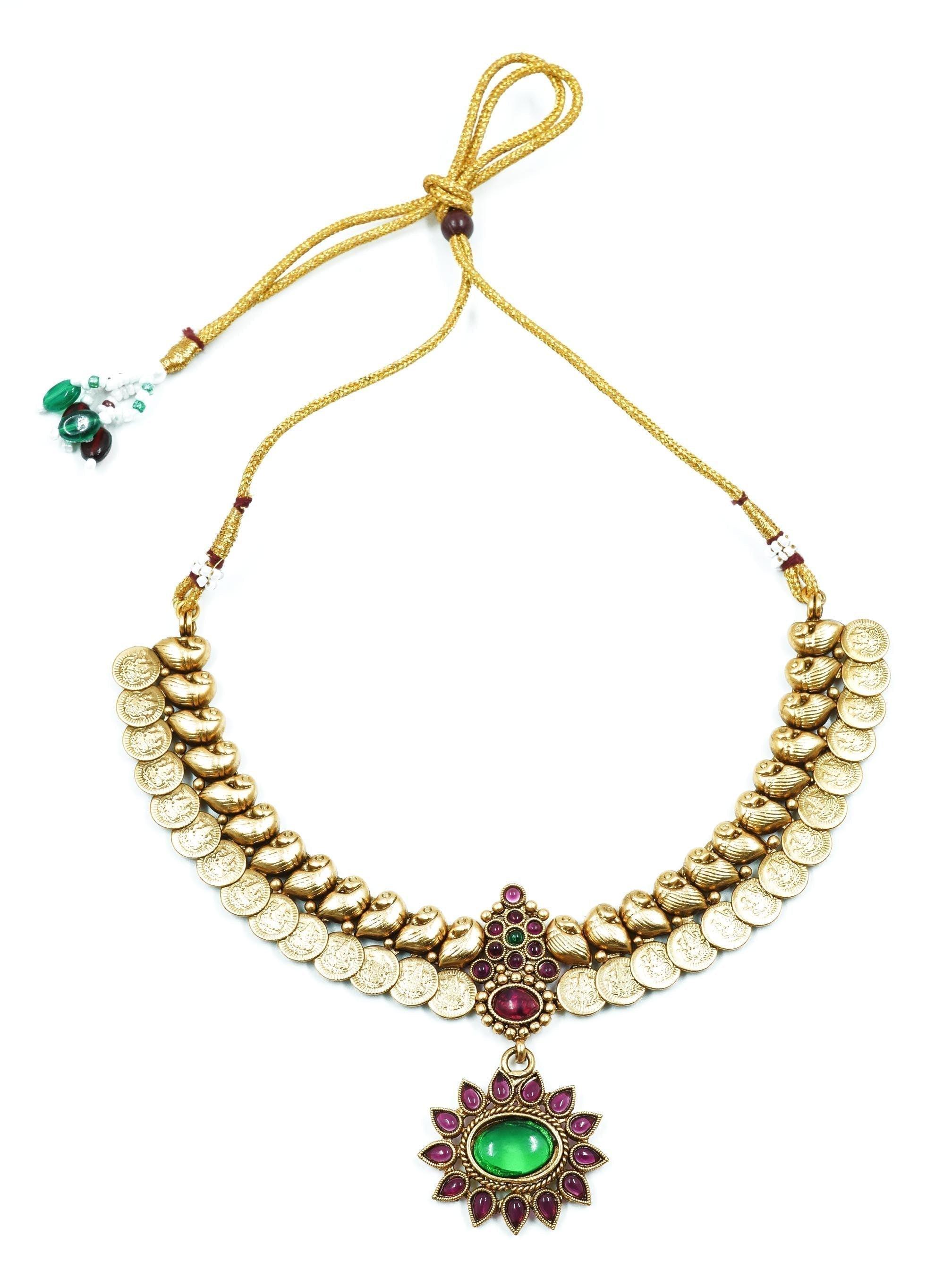 Gold Plated Elegant AD Necklace Set - Griiham