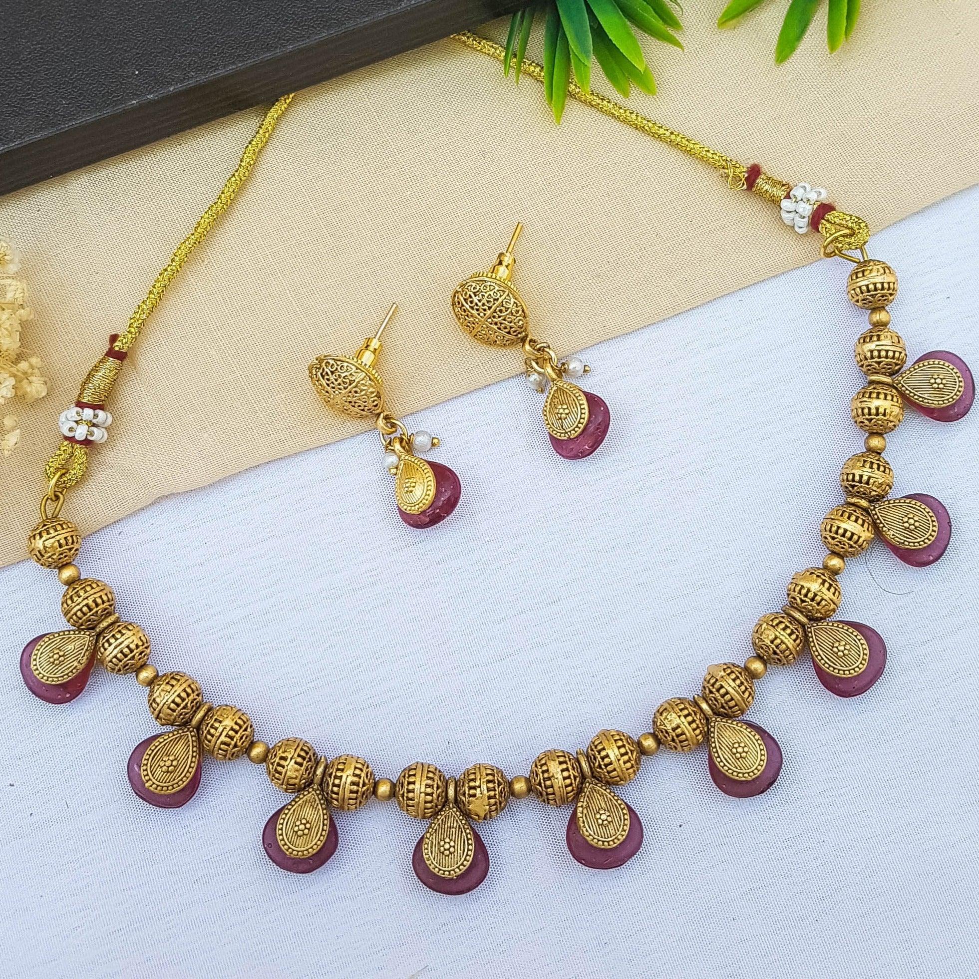 Gold Plated Elegant AD Necklace Set