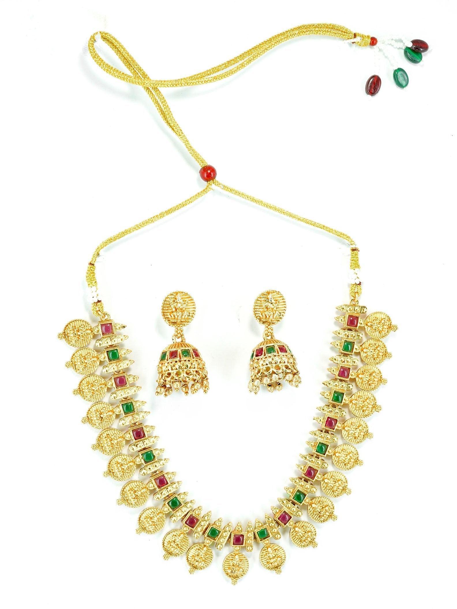 Gold Plated Elegant Necklace Set with diff Colours 8901N - Griiham