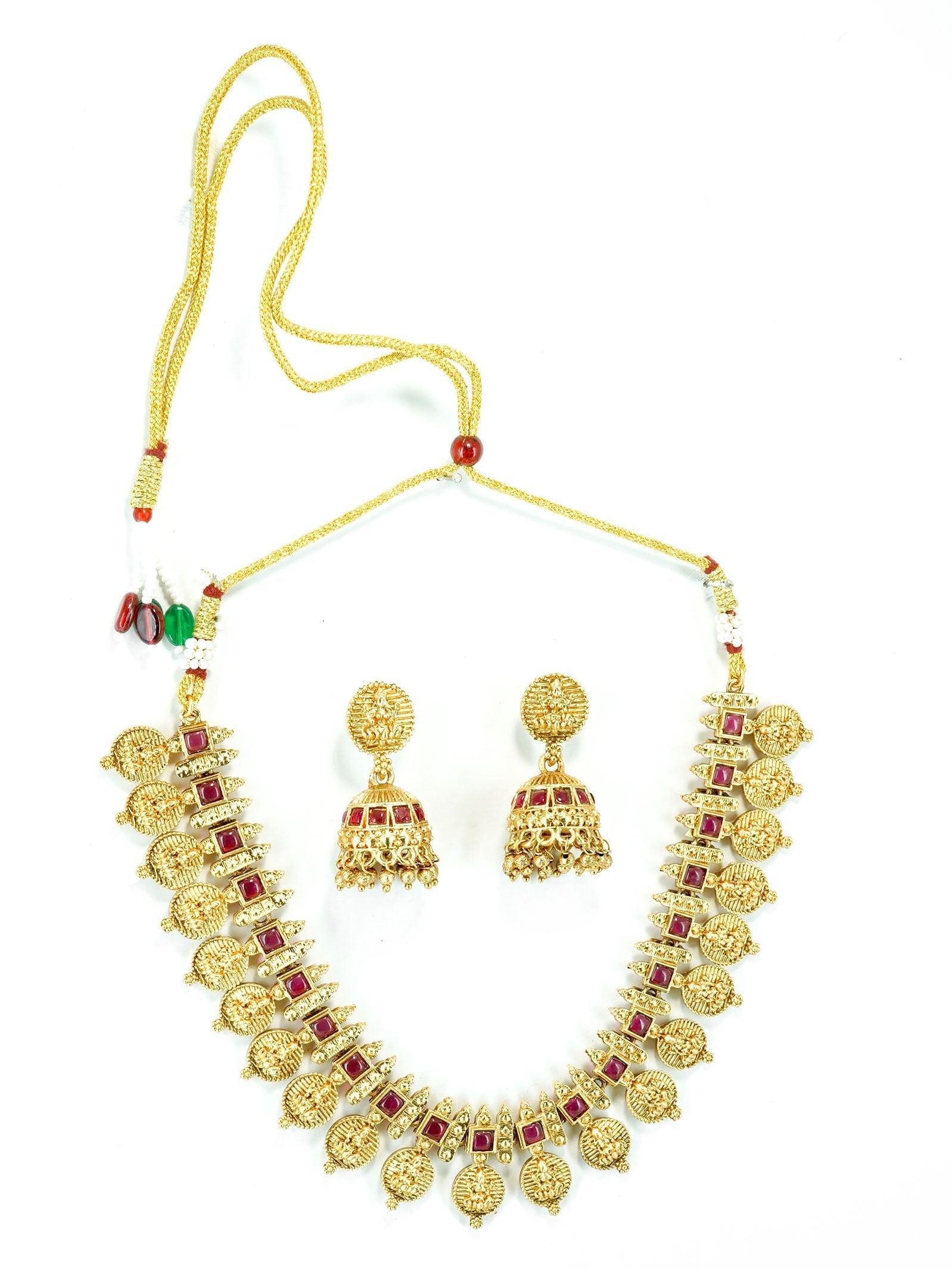 Gold Plated Elegant Necklace Set with diff Colours 8901N - Griiham