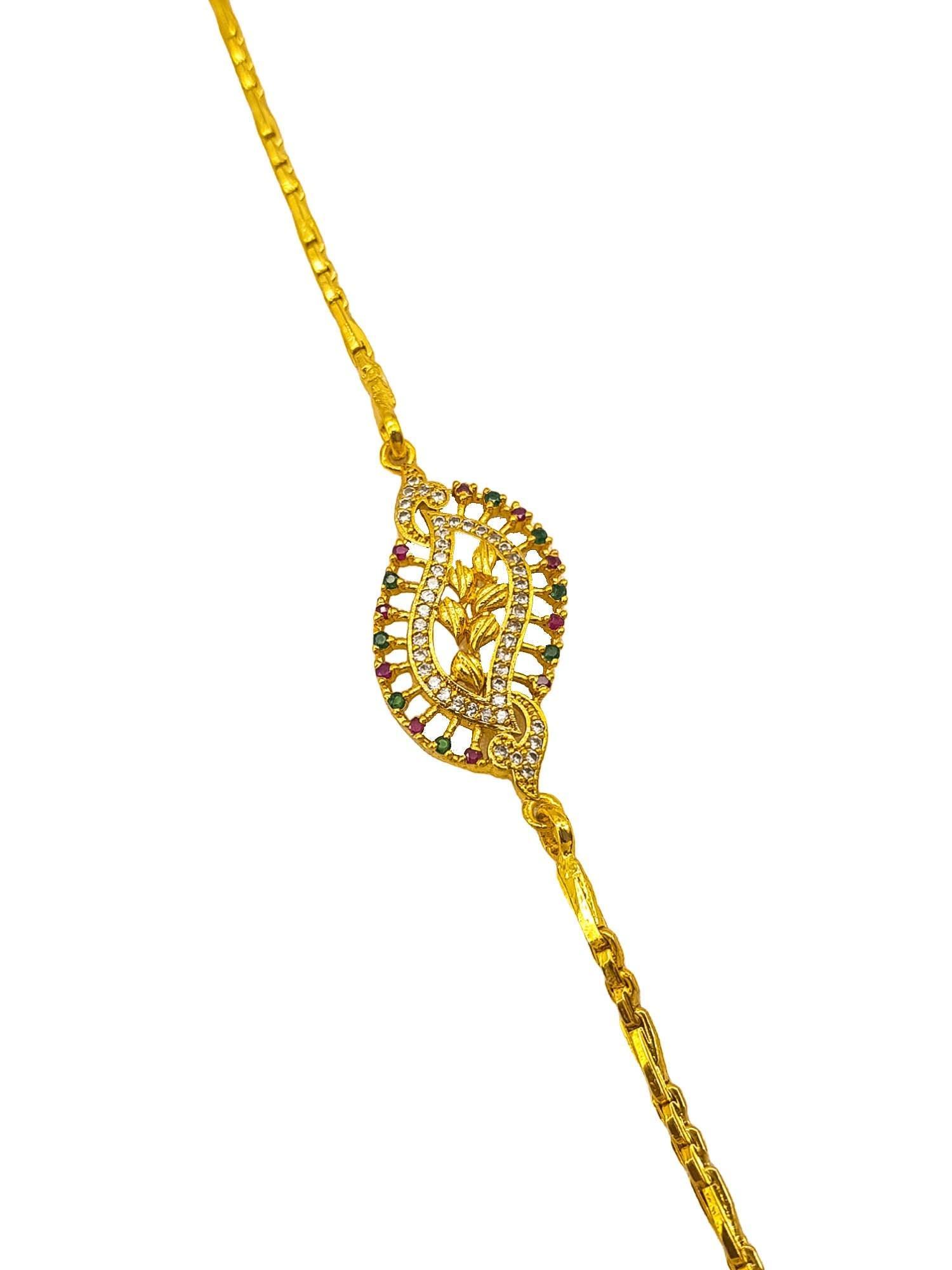 Gold Plated Evergreen design with Real AD Studded Mopu CAG09-348-4789N - Griiham