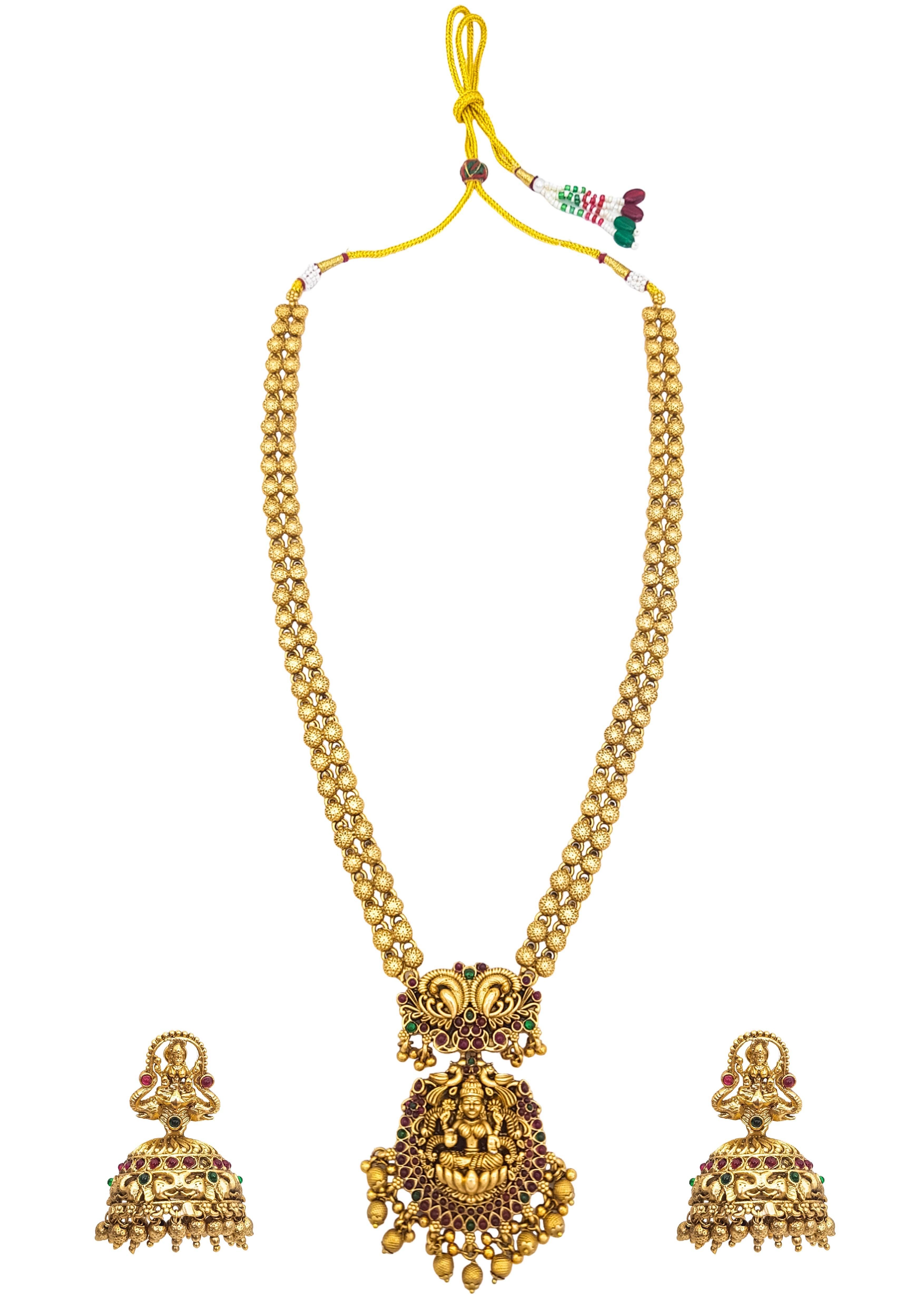 Gold Plated Exclusive Laxmi Long Necklace Set 23427N - Griiham