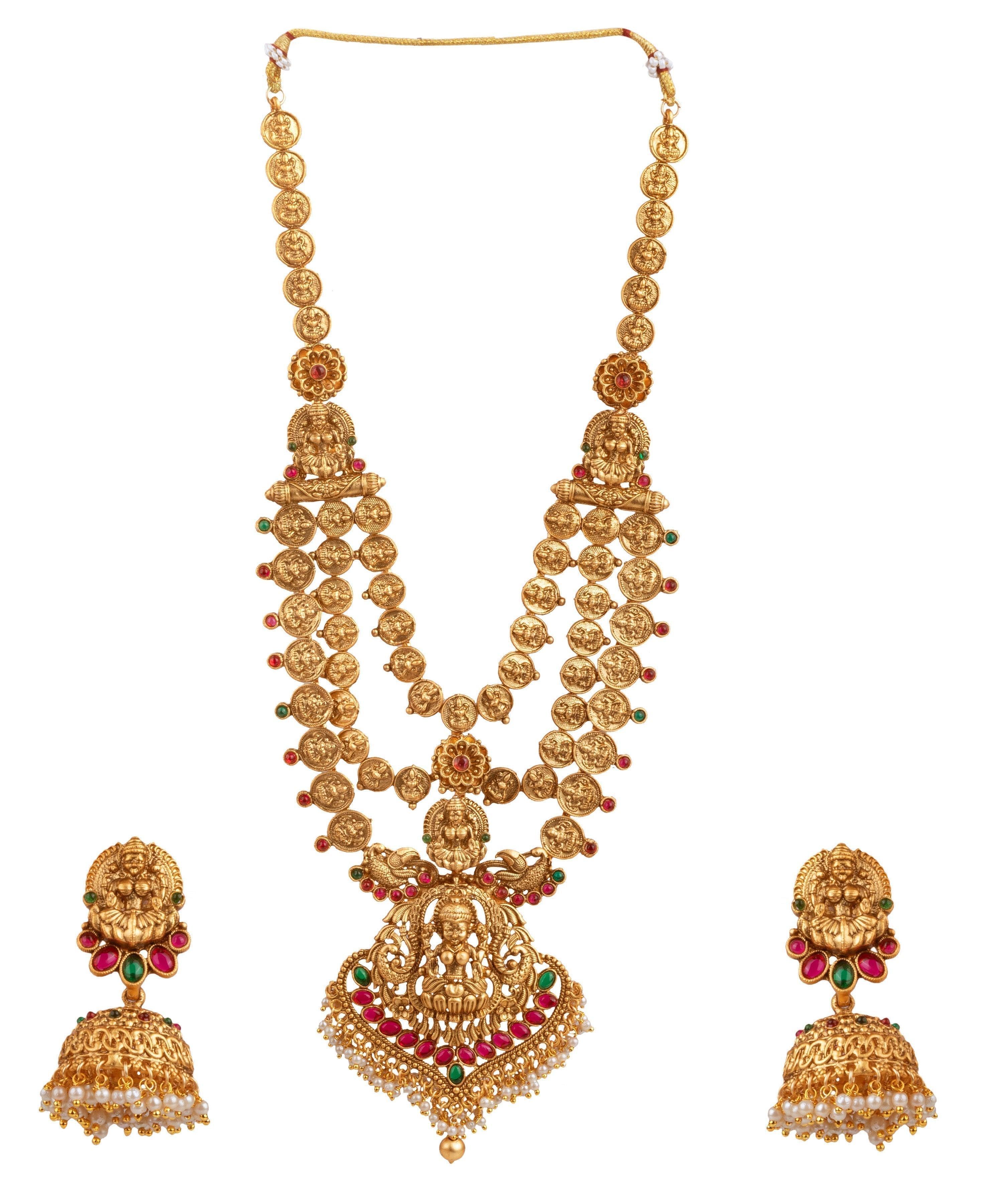 Gold Plated Exclusive Long Layered Necklace Set 16842N-1 - Griiham