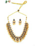 Gold Plated Exclusive bestseller Blue Stone Studded Necklace Set with pearl drop - Griiham