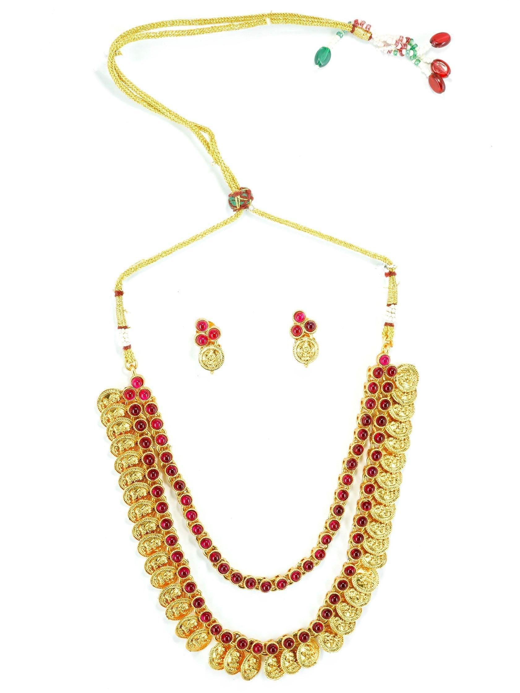 Gold Plated Exclusive bestseller Layered Grand Laxmi Necklace Set with colour options 9847N - Griiham