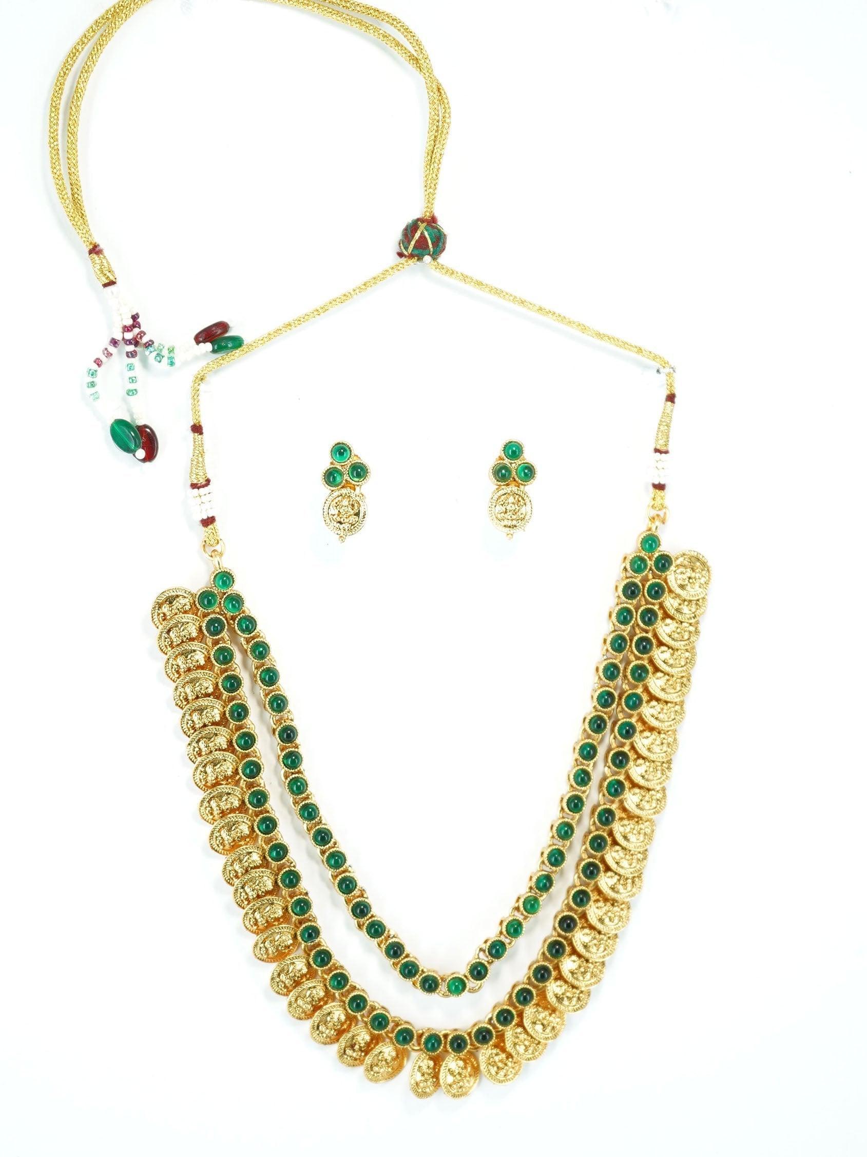 Gold Plated Exclusive bestseller Layered Grand Laxmi Necklace Set with colour options 9847N - Griiham