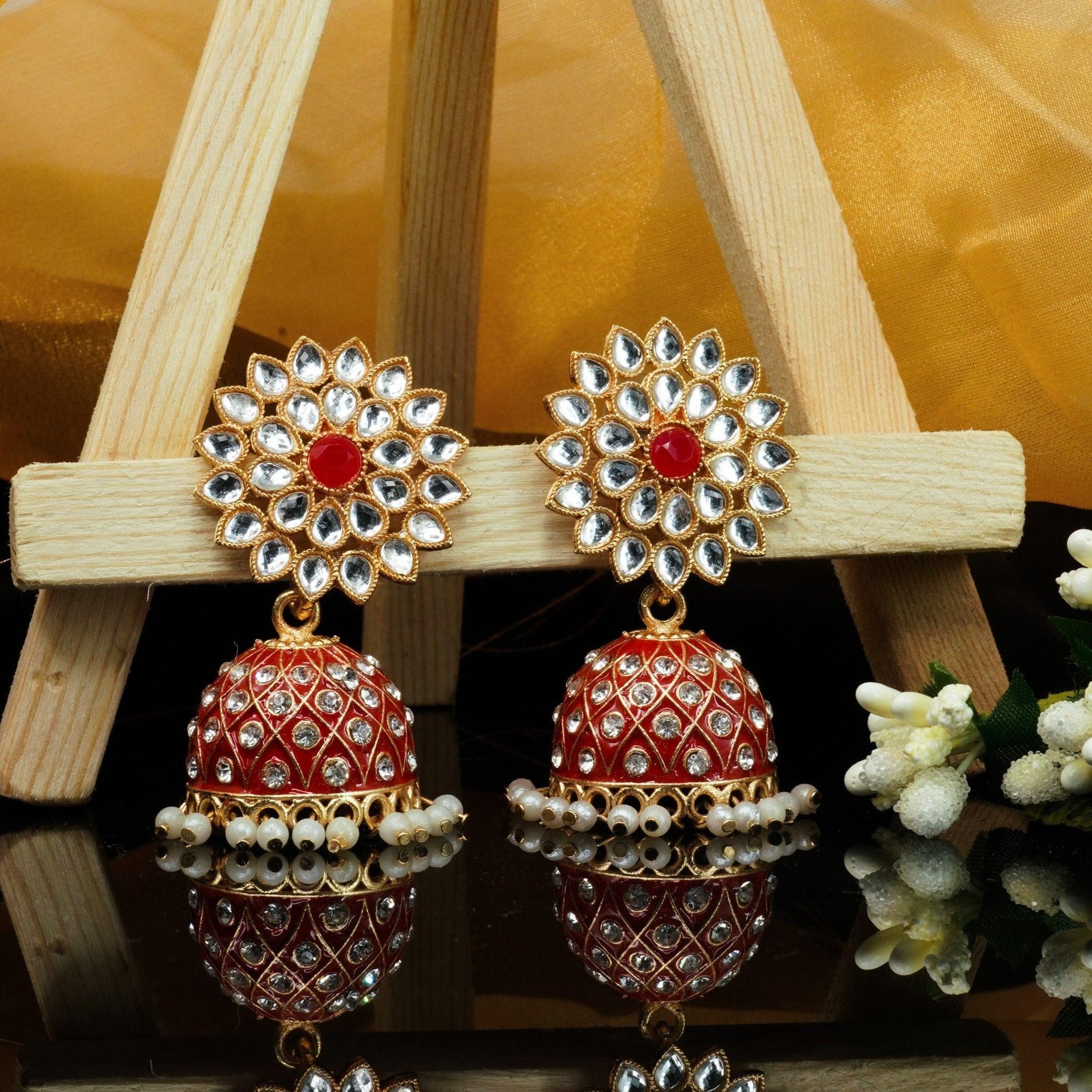 Gold Plated Exclusive design Earrings / Jhumkas 10068N - Griiham