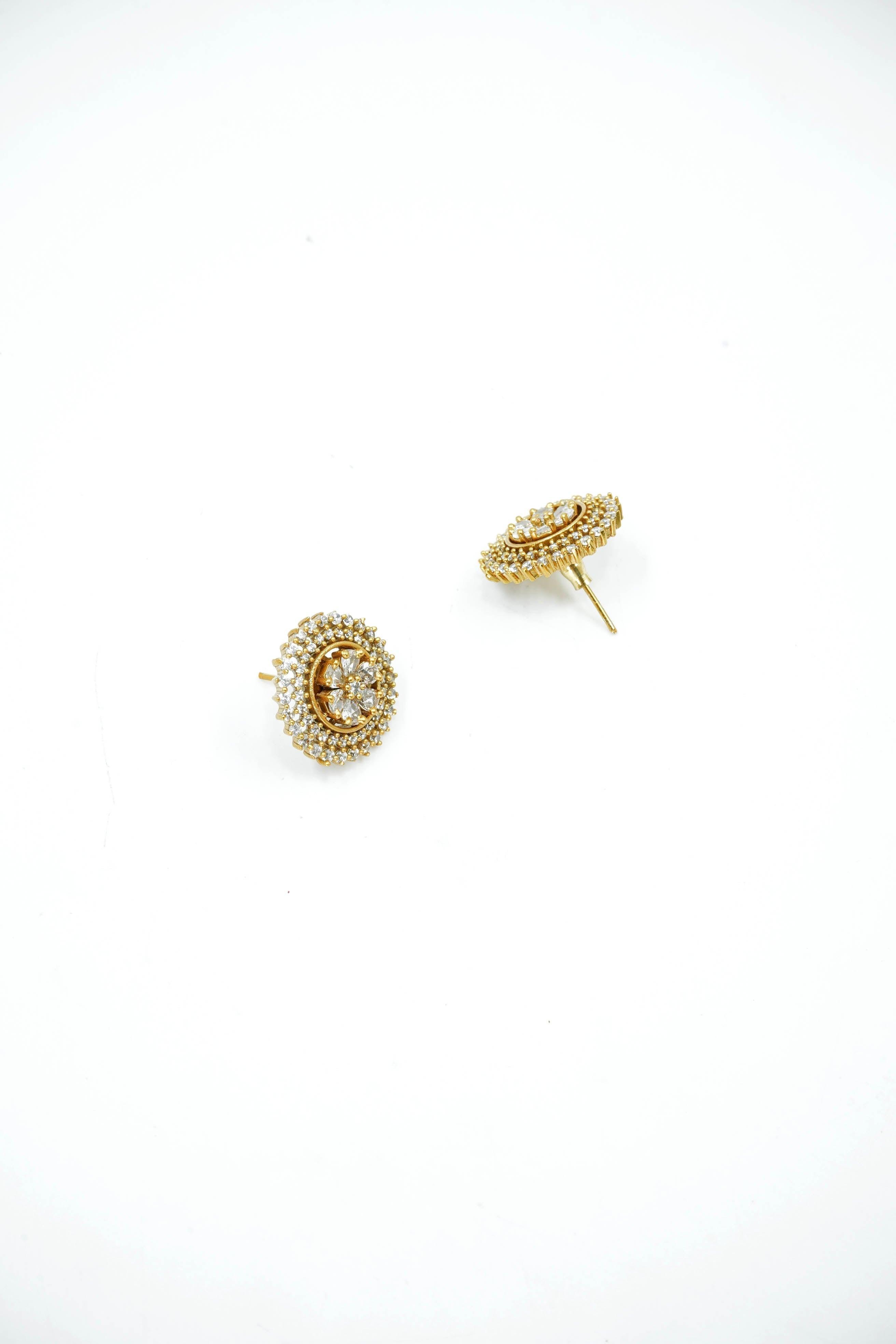 Gold Plated Interchangeable Stone Earrings Studs 7133N - Griiham