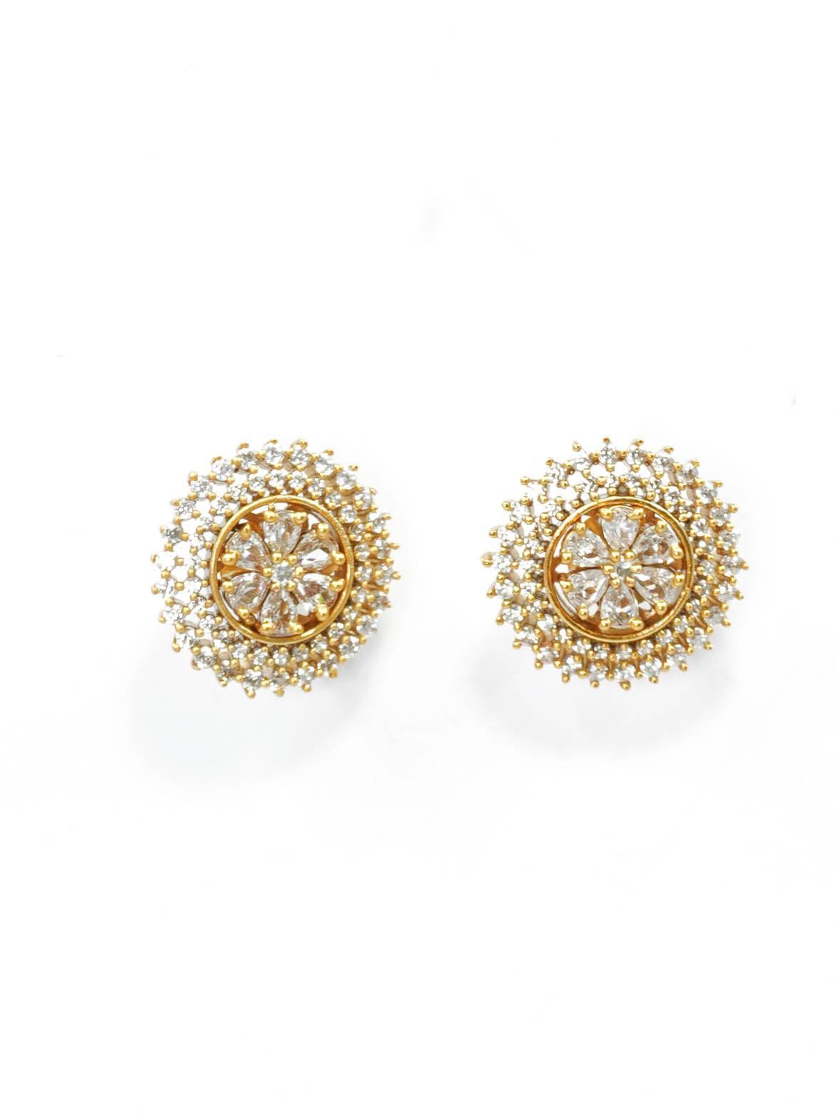 Gold Plated Interchangeable Stone Earrings Studs 7133N - Griiham