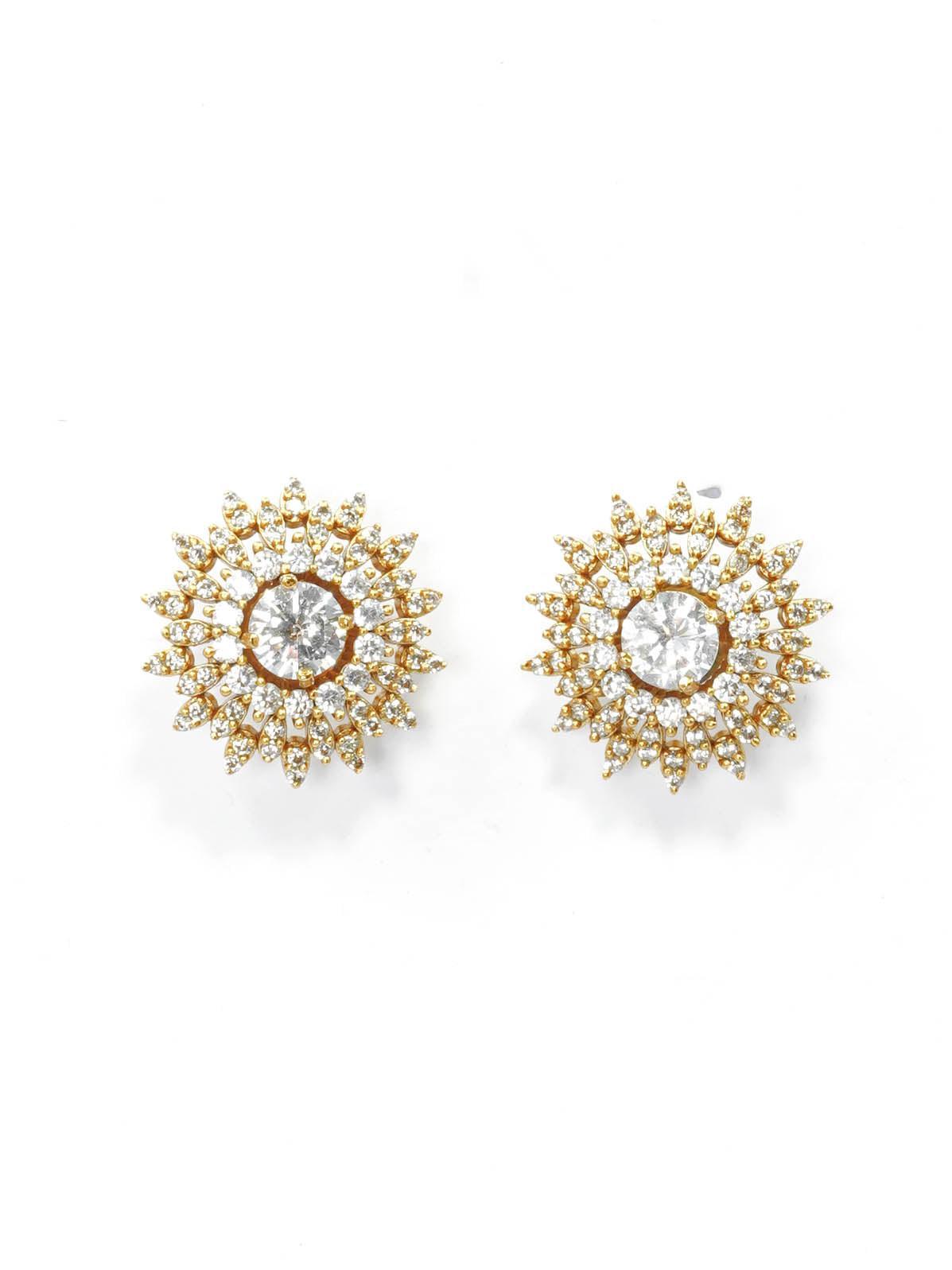 Gold Plated Interchangeable Stone Earrings Studs 7134N - Griiham