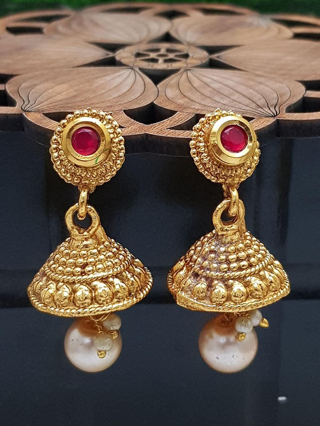 Gold Plated Jhumki / Earrings 7968N-season end sale item-Griiham