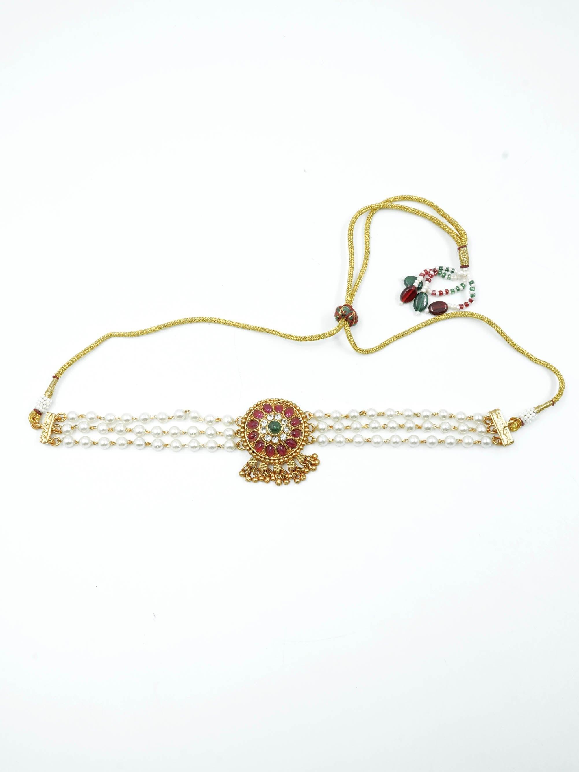 Gold Plated Laxmi Choker Necklace set 10392N - Griiham