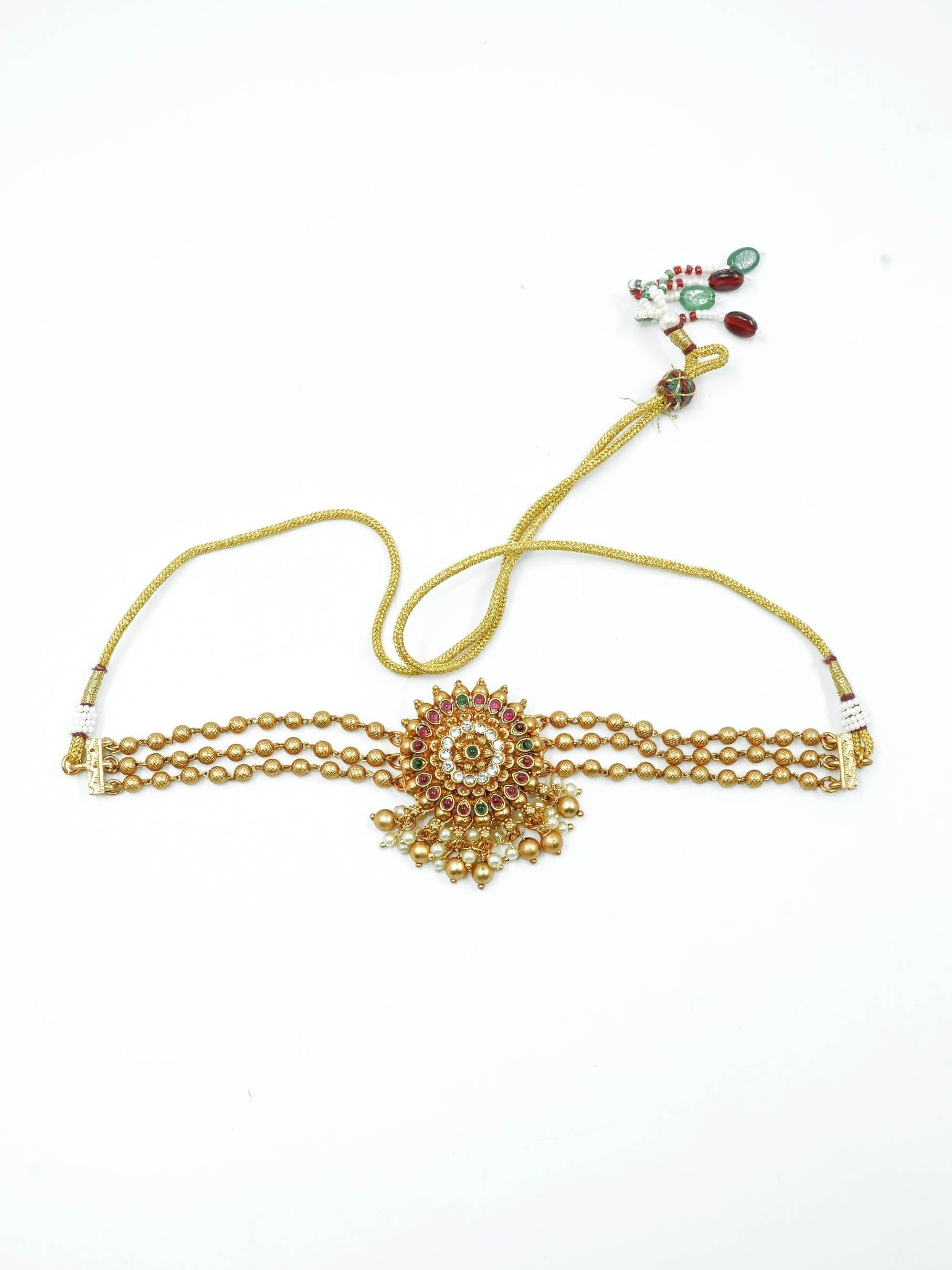 Gold Plated Laxmi Choker Necklace set 10393N - Griiham