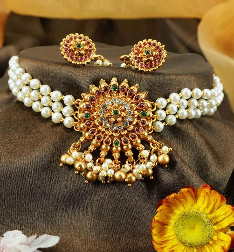 Gold Plated Laxmi Choker Necklace set