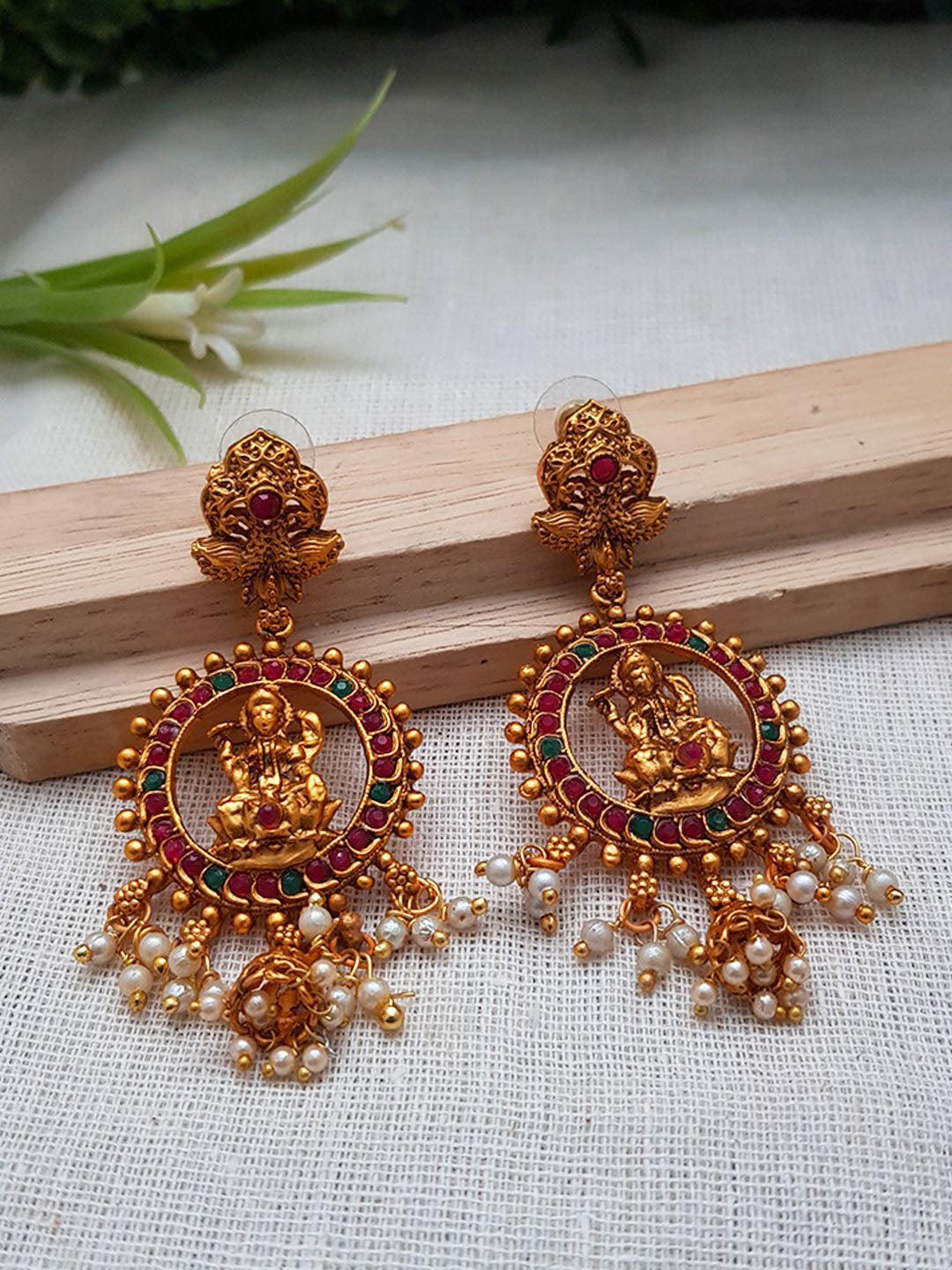 Gold Plated Laxmi Jhumki / Earrings 8011N-Jhumkas & Earrings-Griiham-Griiham