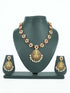 Gold Plated Laxmi Necklace Set with Red White Color Stones - Griiham