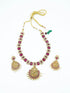 Gold Plated Laxmi Necklace Set with Red White Color Stones - Griiham